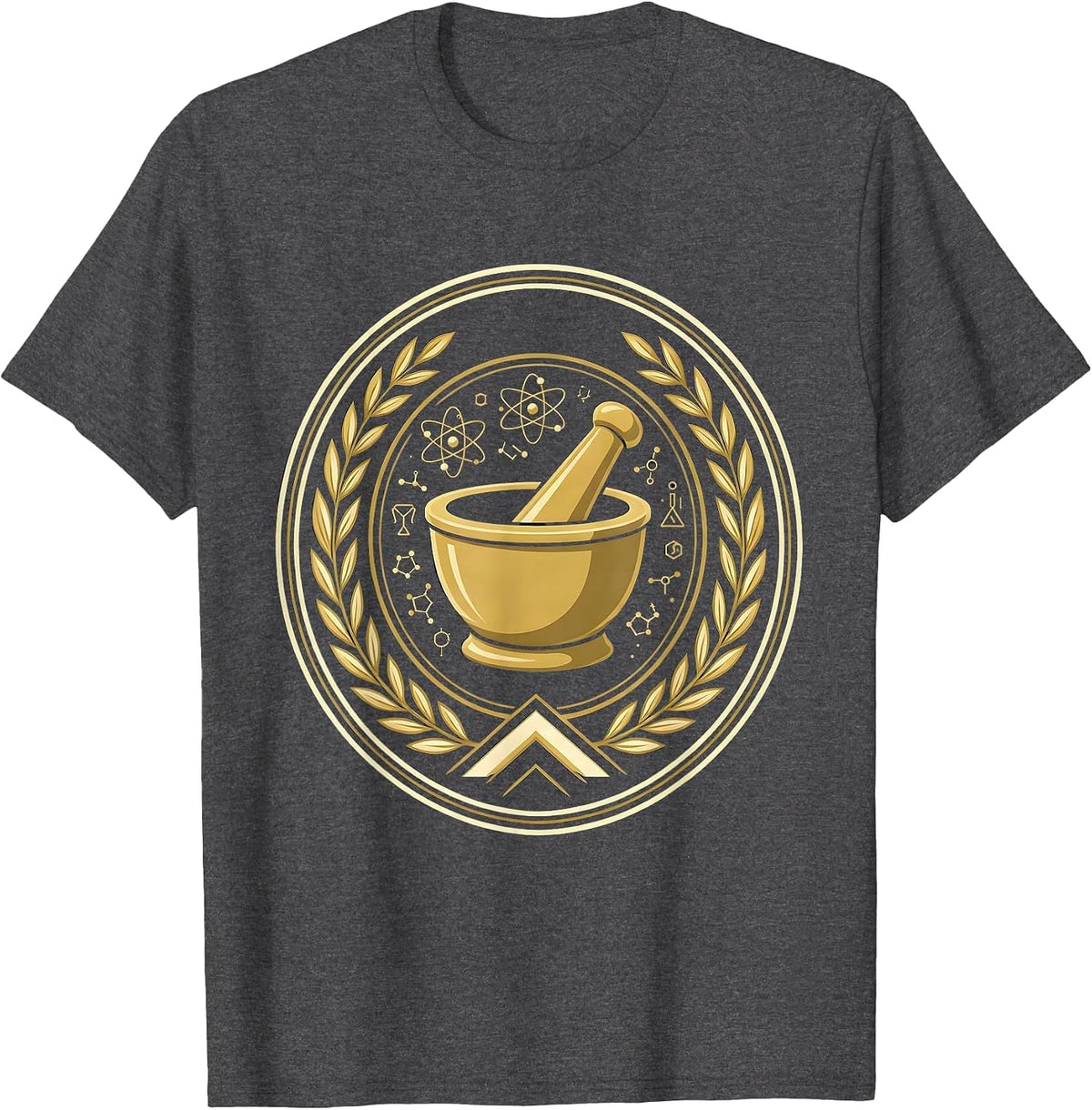 Mortar and Pestle Chemistry Science Illustration T-Shirt - Dark Heather Grey