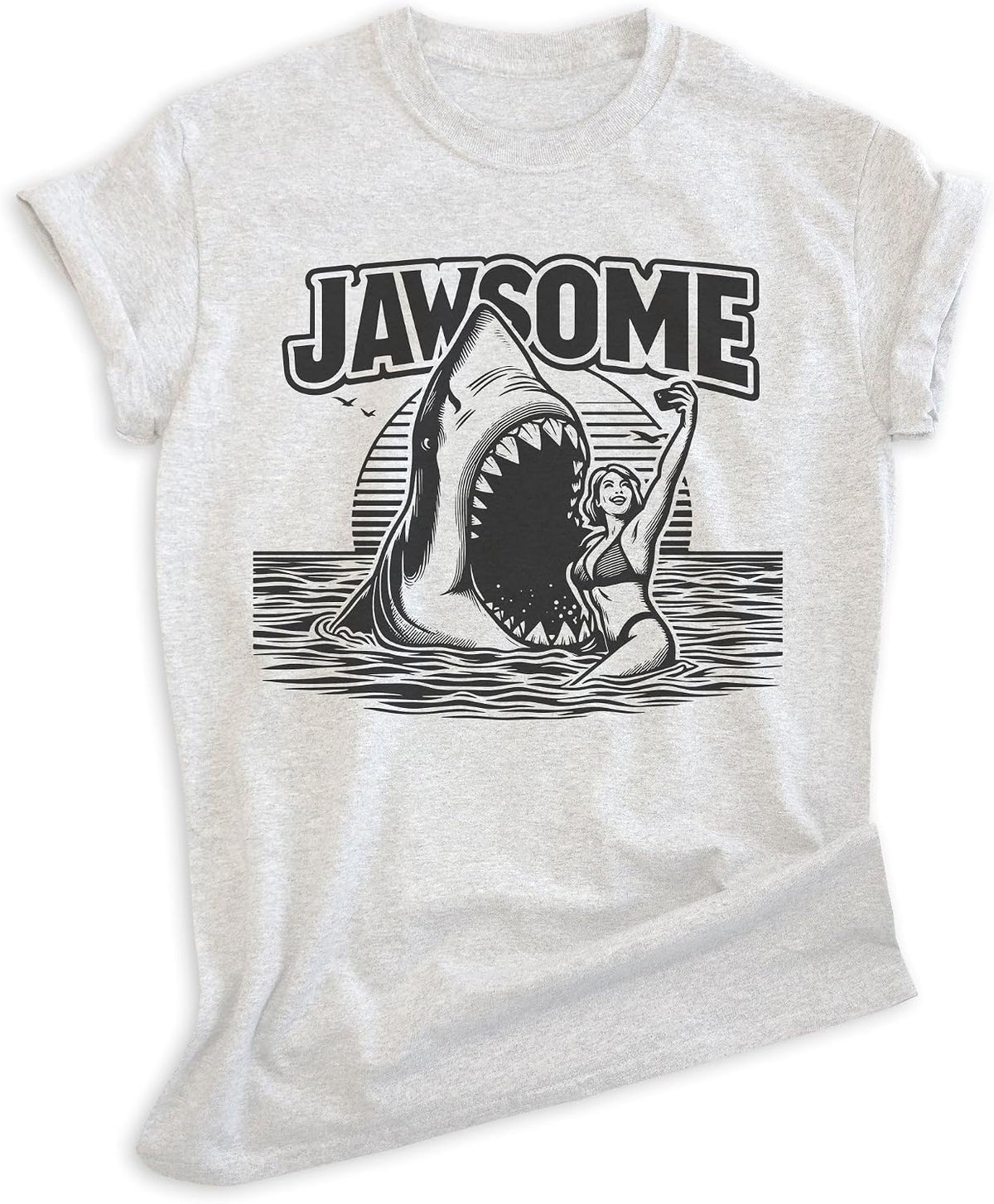 EVERTREE CLOTHING Jawsome Shark T-Shirt, Unisex Women's Men's Shirt, Shark Pun Great White Week Summer Saying Beach -