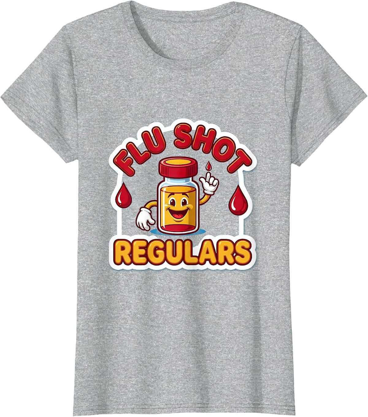 Women's Flu Shot Regulars Funny Nurse Doctor Vaccine Humor T-Shirt - Heather Grey