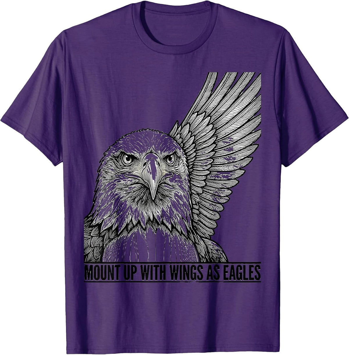 Mount Up With Wings As Eagles Line Art Eagle Pride Faith T-Shirt - Purple