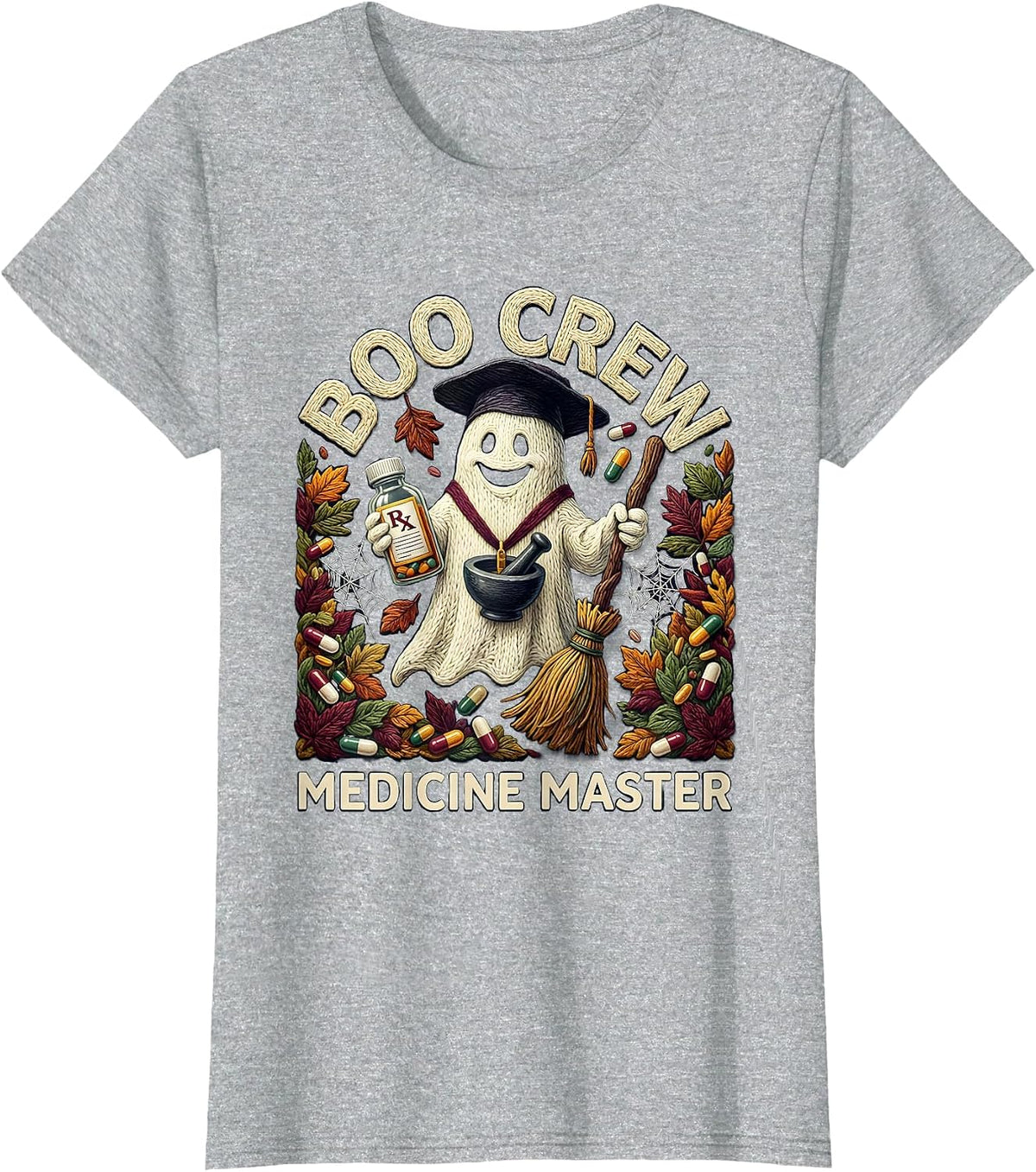 Women's Boo Crew Medicine Master Halloween Design T-Shirt - Heather Grey