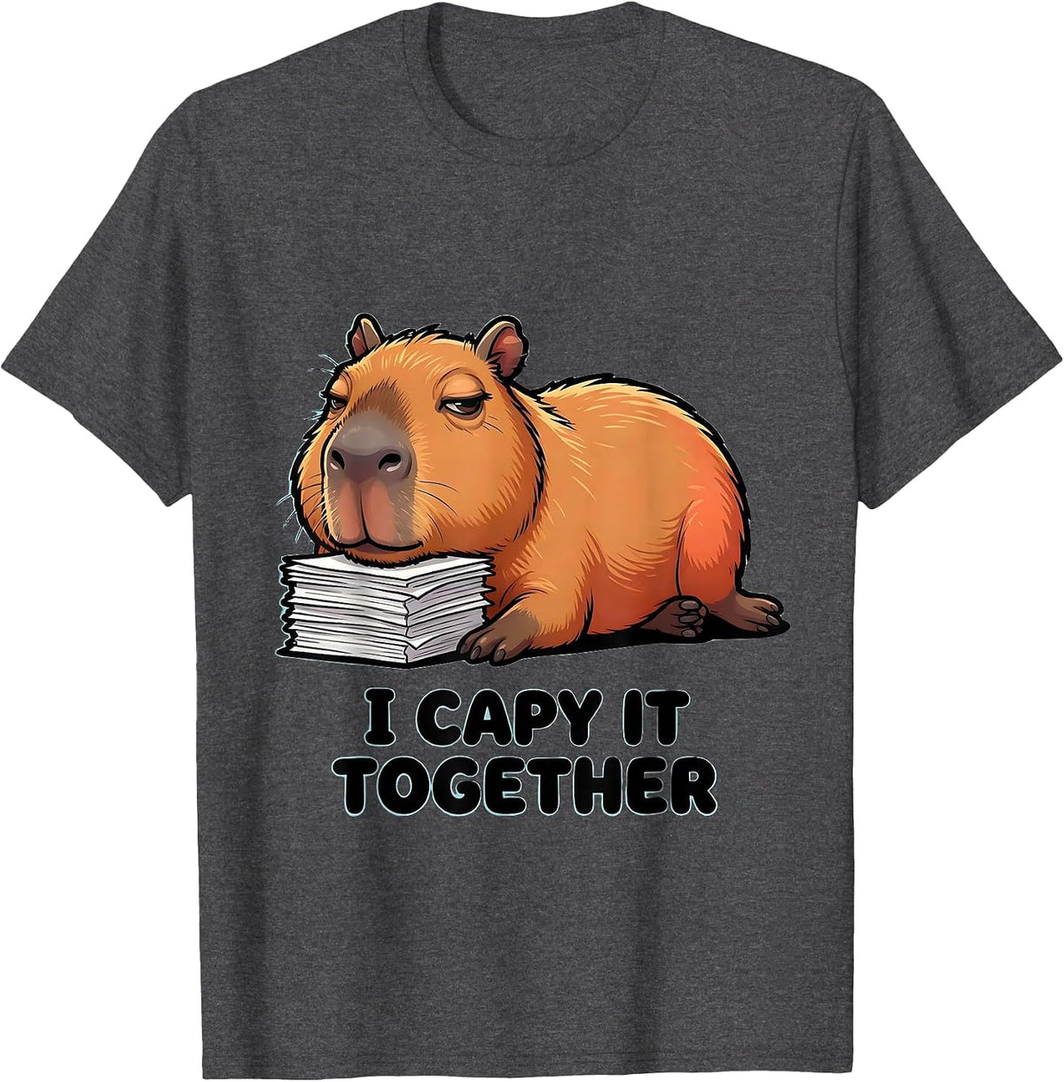 I Capy It Together Funny Capybara Meme Gamer Humor T-Shirt - Dark Heather Grey