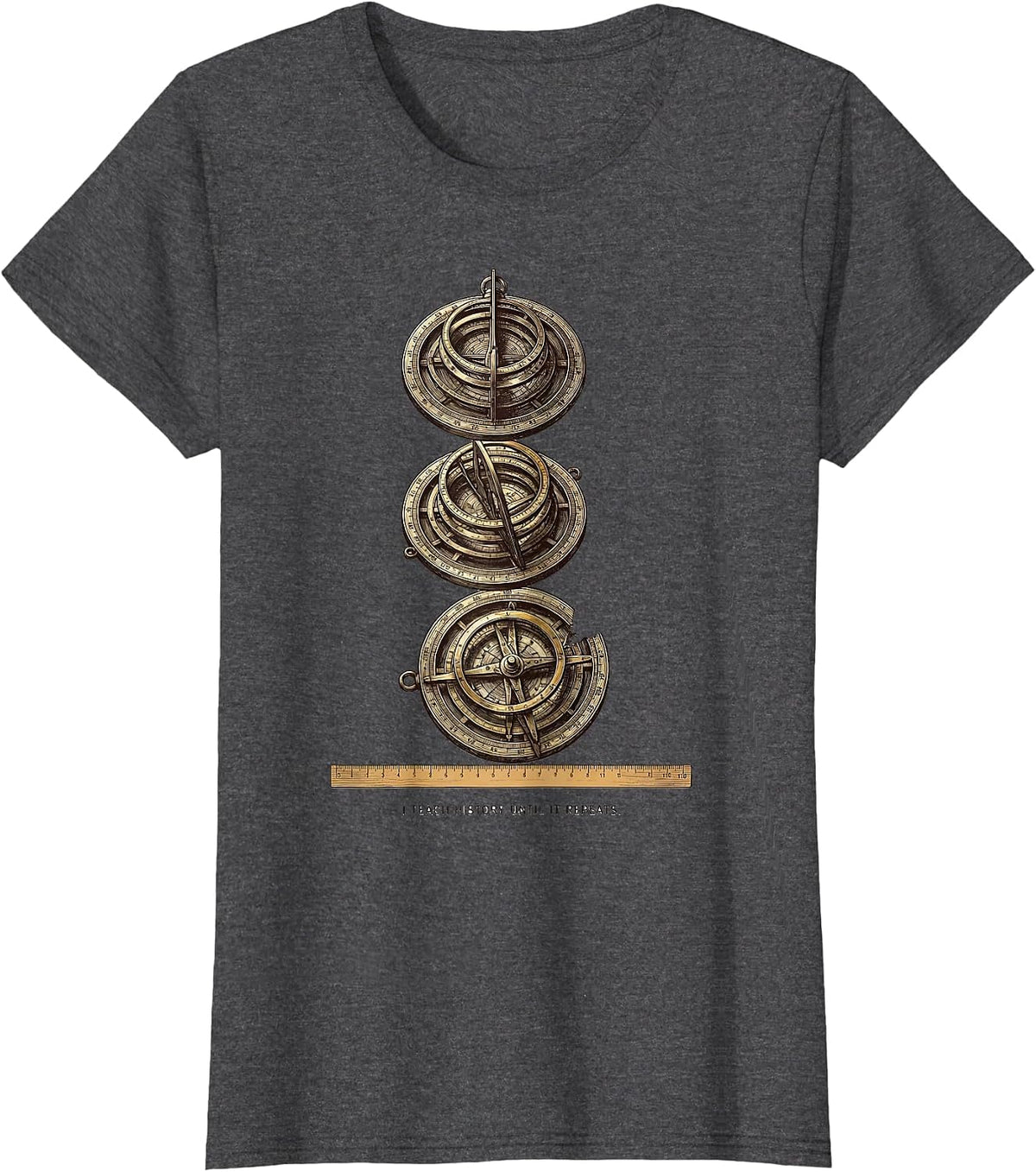 Women's I Teach History Until It Repeats Funny History Teacher Gift T-Shirt - Dark Heather Grey