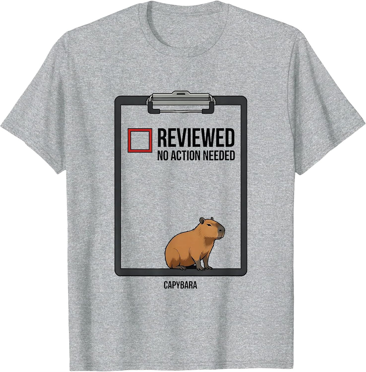 Men's Capybara Reviewed No Action Needed Funny Animal Humor T-Shirt - Heather Grey