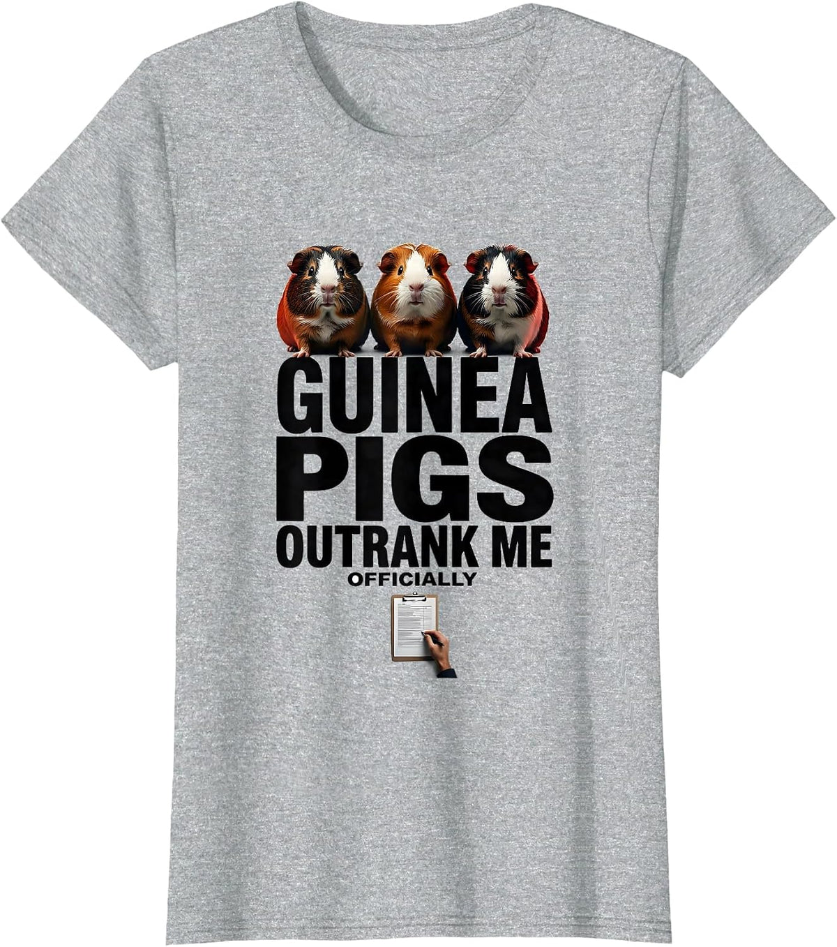 Guinea Pigs Outrank Me, Officially Funny Pig Lover Farm T-Shirt - Heather Grey