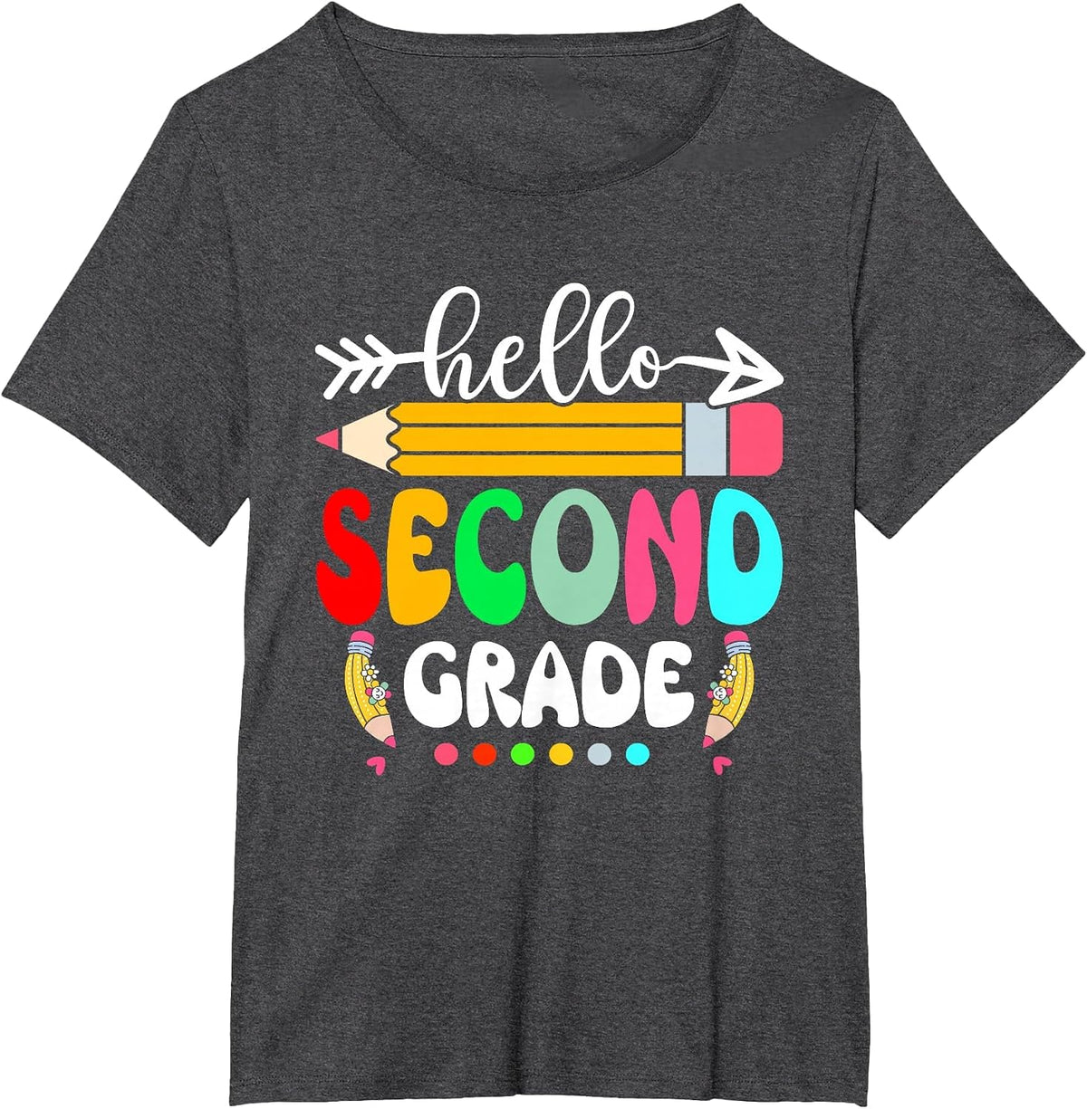 Hello Second Grade 2nd Grade Back to School Teacher Student T-Shirt - Dark Heather Grey