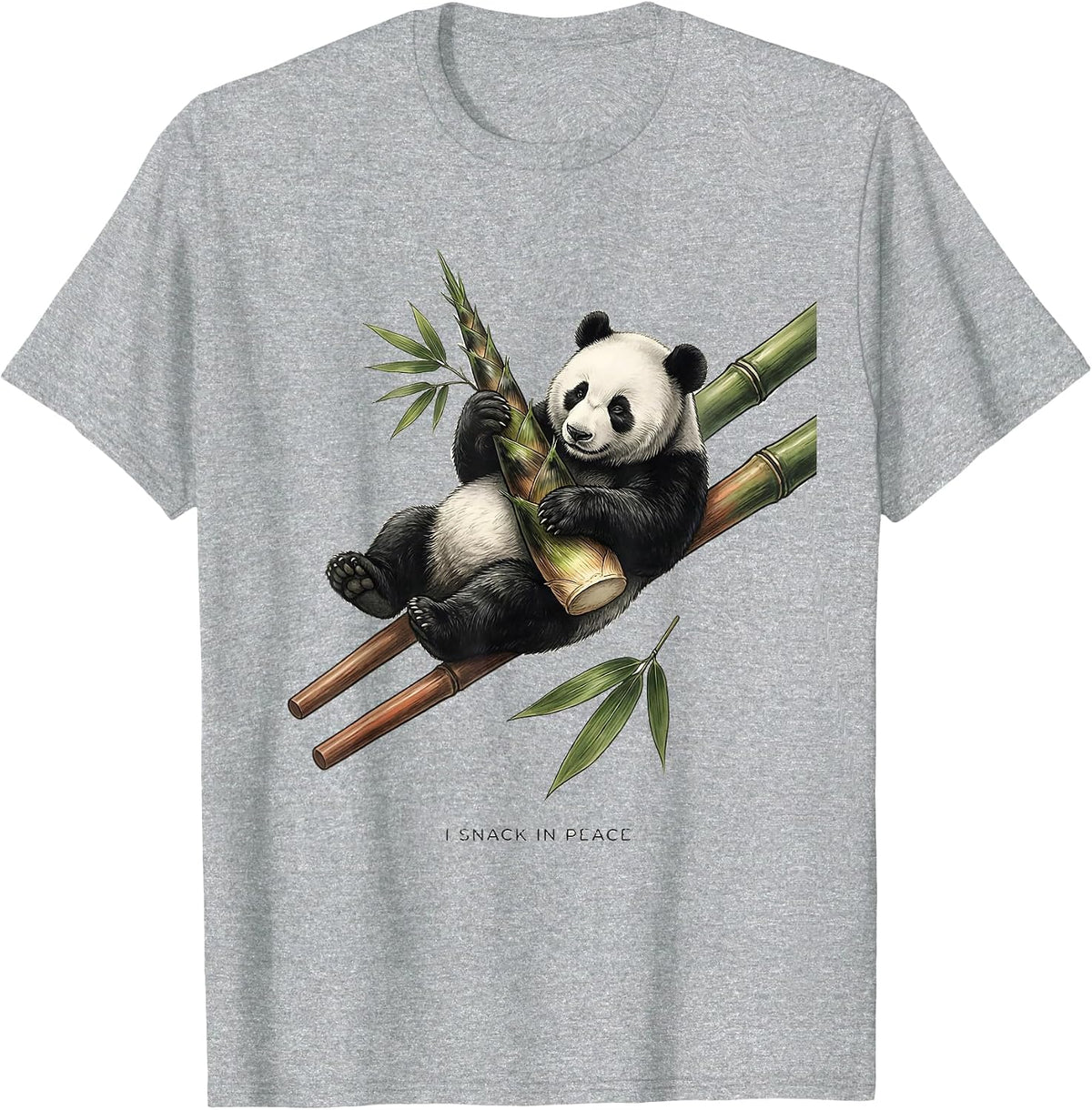 Men's I Snack In Peace Cute Panda Lover Humor Gift for Kids Teens T-Shirt - Heather Grey
