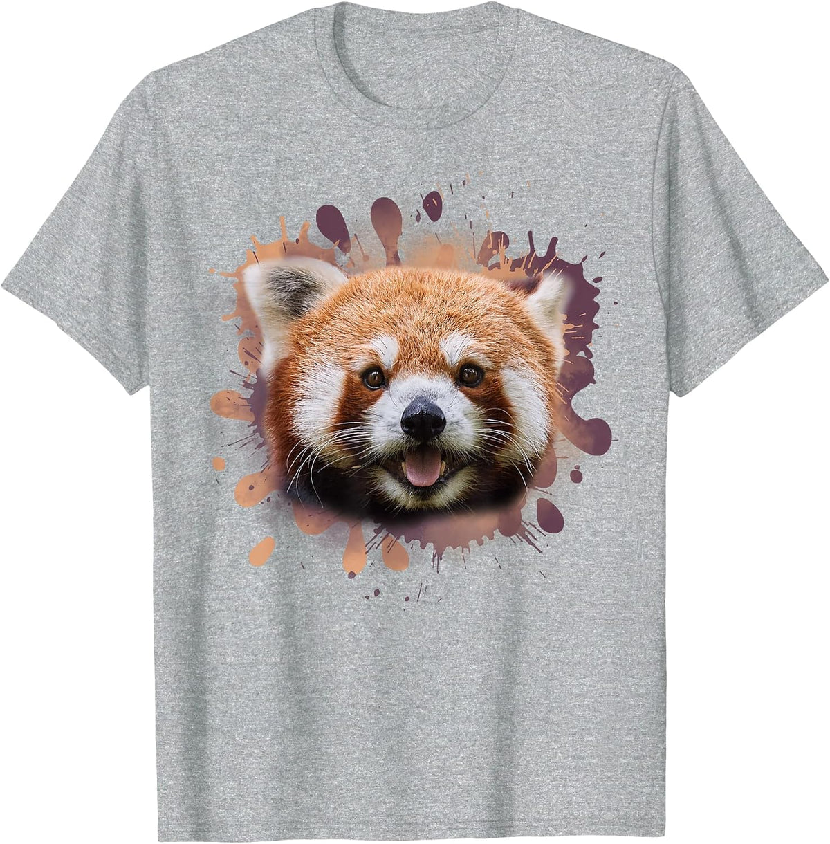 Red Panda cat Bear Illustration T-Shirt - Heather Grey