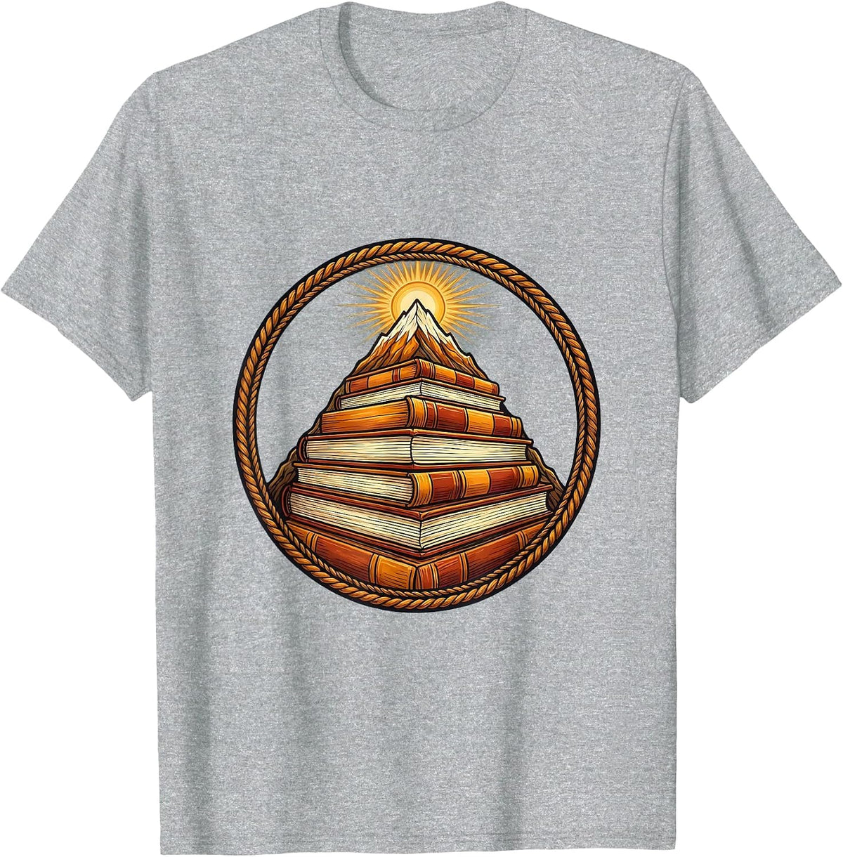 Men's Special Education Teacher Mountain of Books Graphic T-Shirt - Heather Grey