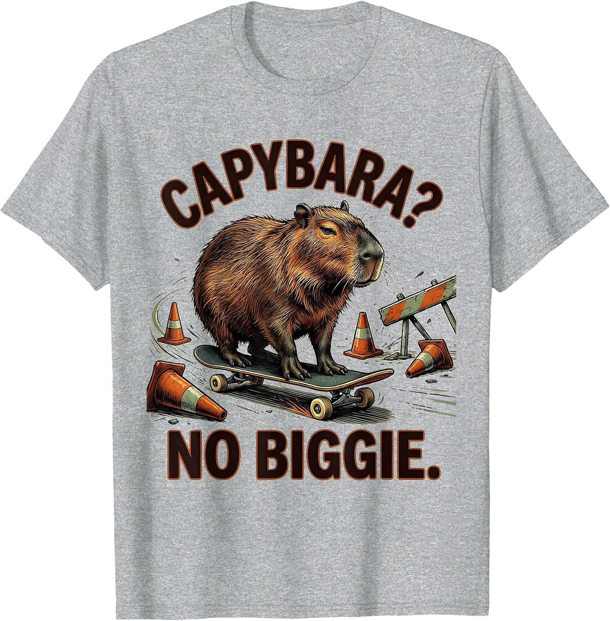 Men's Capybara? No Biggie Funny Animal Lover Meme Humor T-Shirt - Heather Grey