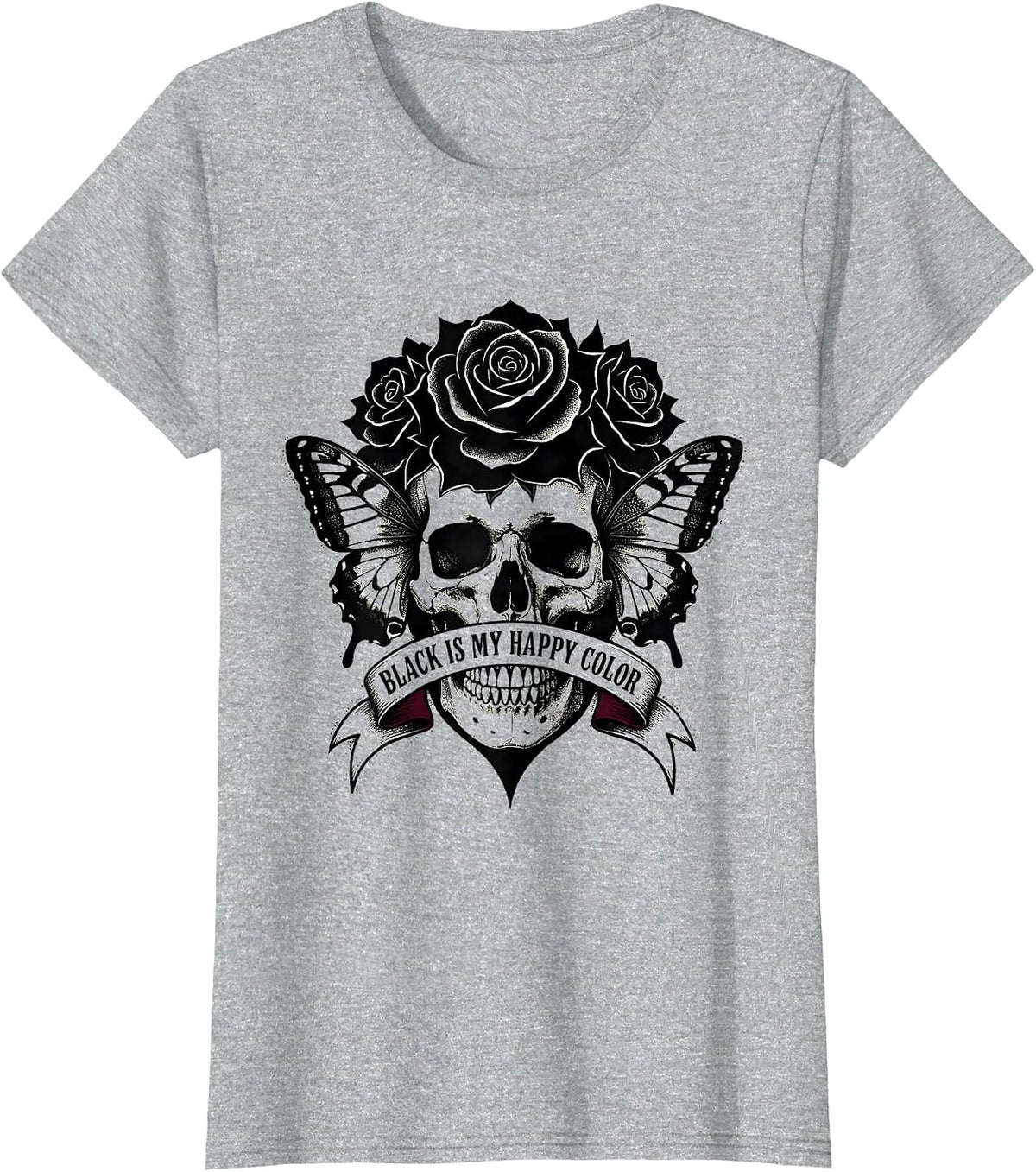 Black Is My Happy Color Goth Dark Aesthetic Design T-Shirt - Heather Grey