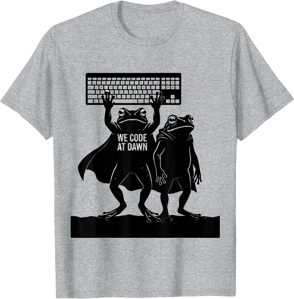 Men's We Code At Dawn Funny Teacher Frog Back to School T-Shirt - Heather Grey