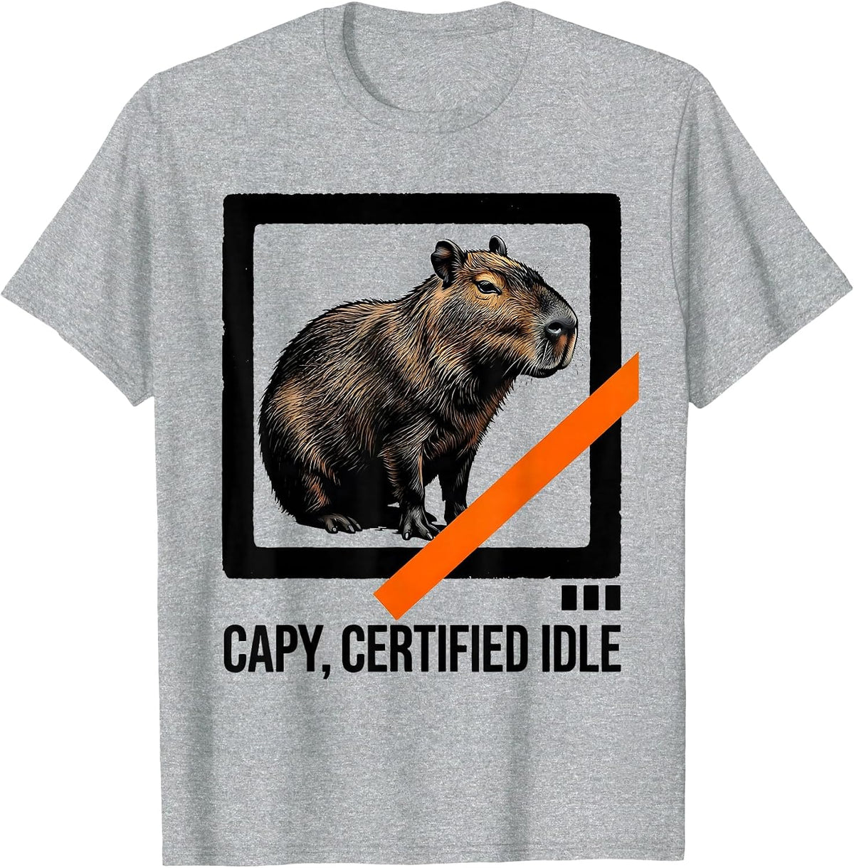 Men's Capy, Certified Idle Funny Capybara Meme Animal Lover Humor T-Shirt - Heather Grey