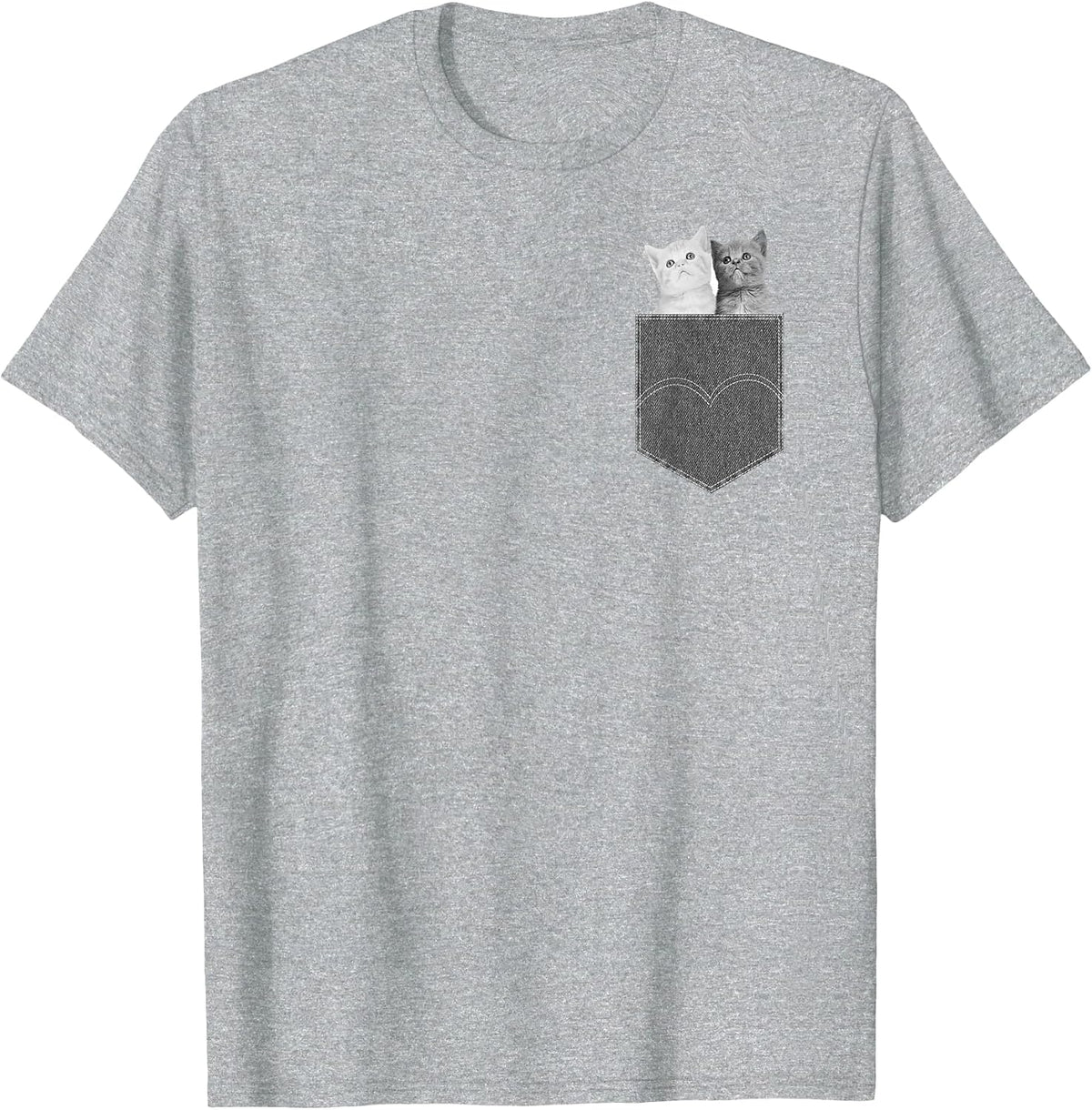 Pocket Cat - Funny Peeking Pet Cute Kitten Animal T-Shirt - Heather Grey