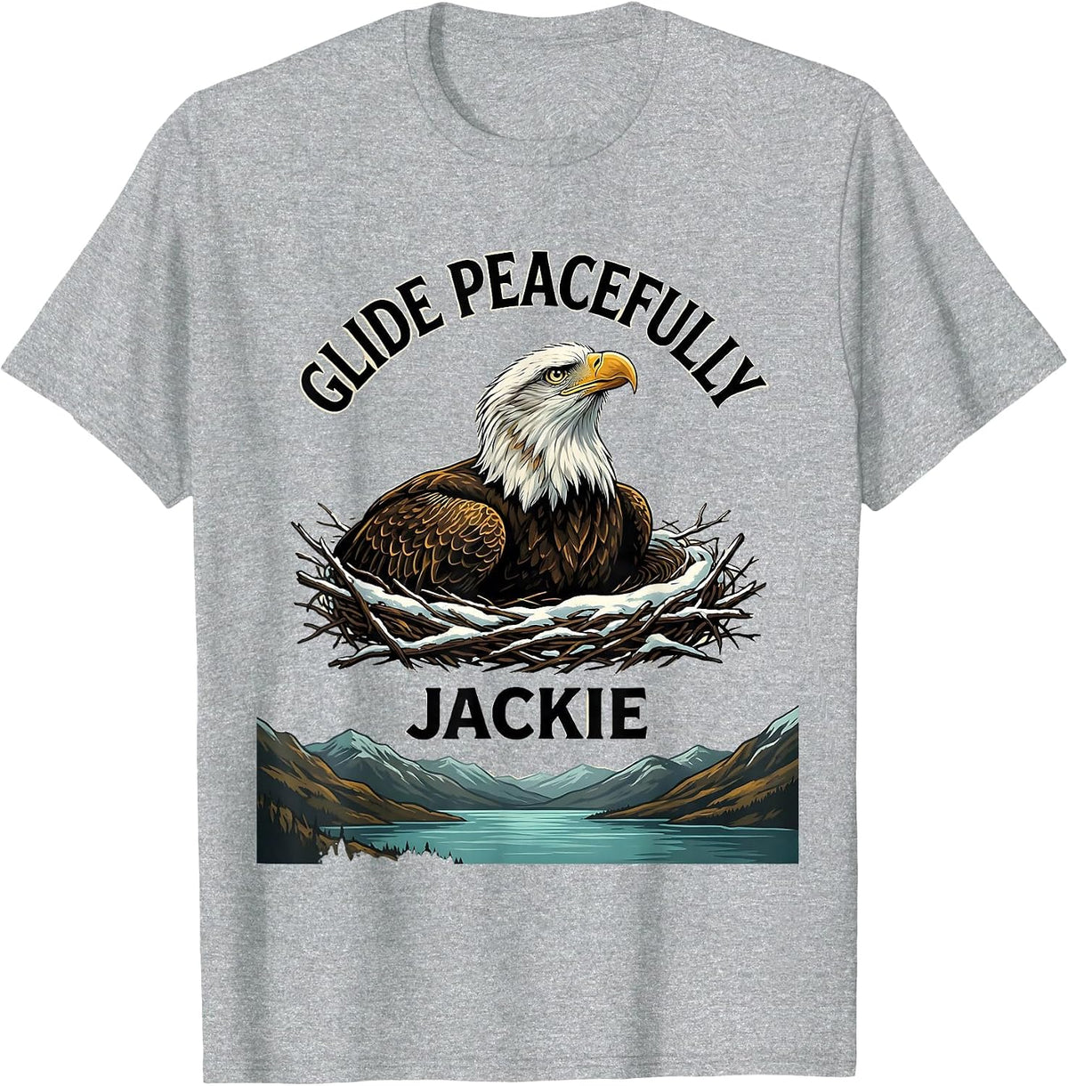 Men's Glide Peacefully, Jackie Wildlife Memorial Tribute Bald T-Shirt - Heather Grey
