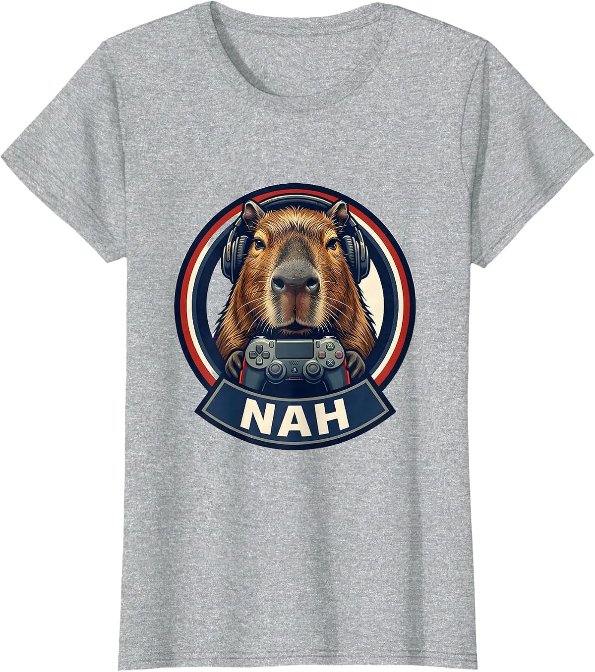 Nah Funny Capybara Gamer Meme Humor Cute T-Shirt - Heather Grey