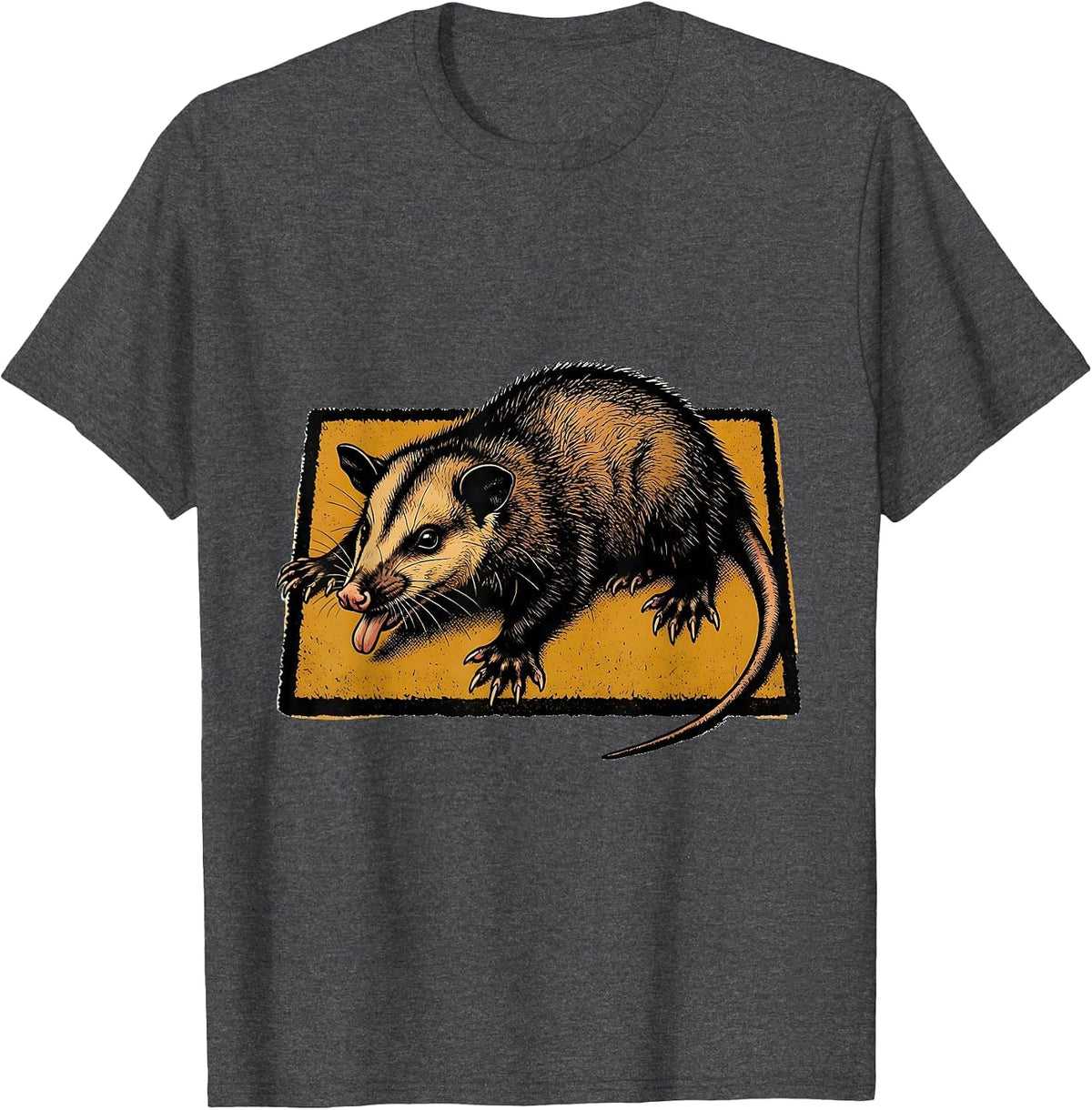 Men's Limp Opossum Screenprint Absurdist Humor T-Shirt - Dark Heather Grey