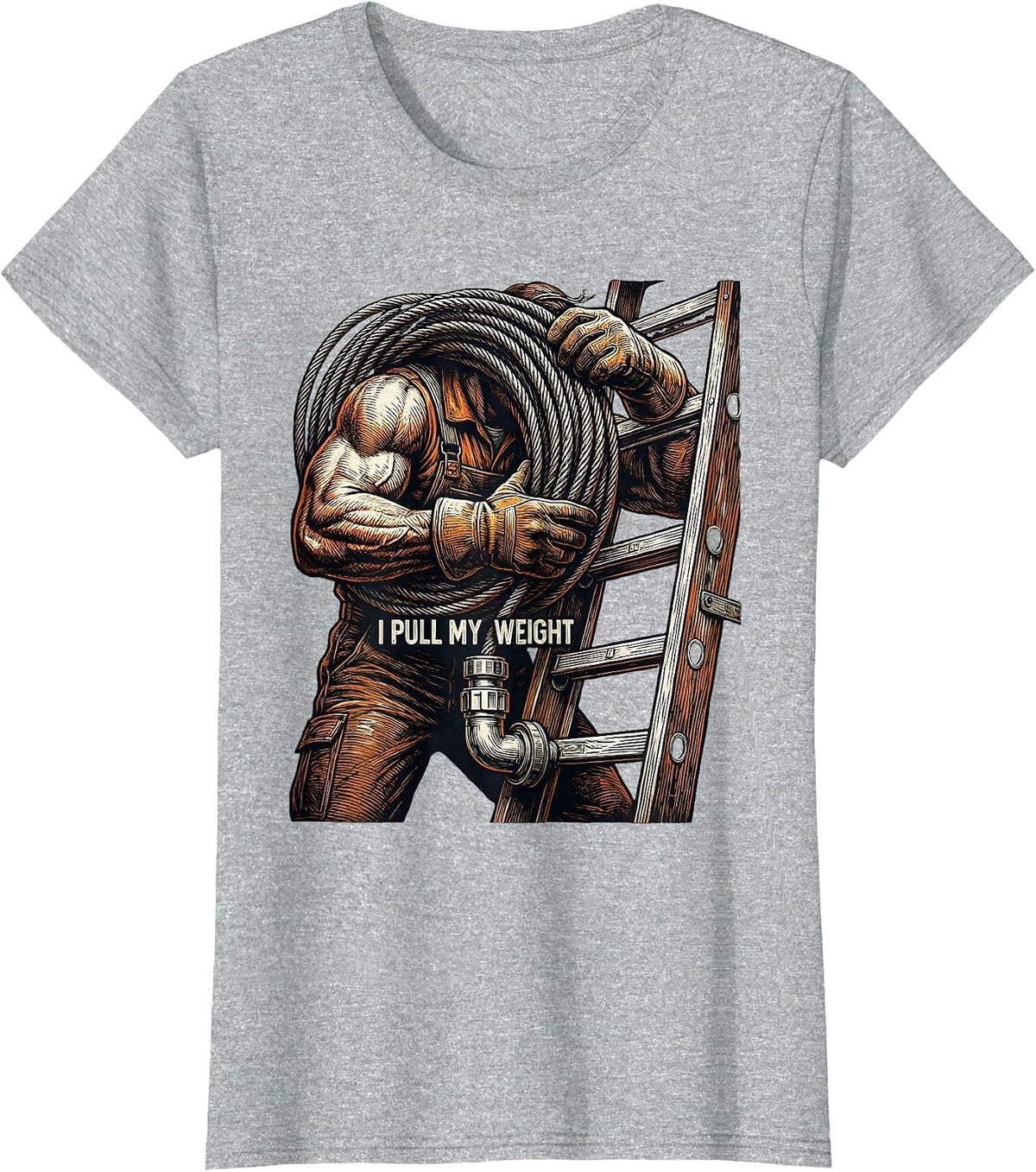 Women's I Pull My Weight Funny Electrician Lineman Vintage Humor T-Shirt - Heather Grey