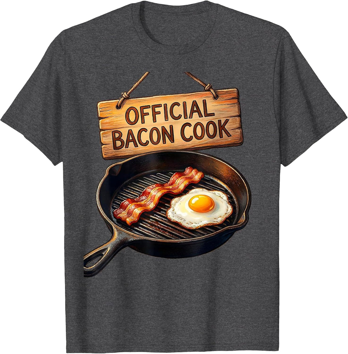 Official Bacon Cook Funny Bacon Lover Breakfast Humor T-Shirt - Dark Heather Grey