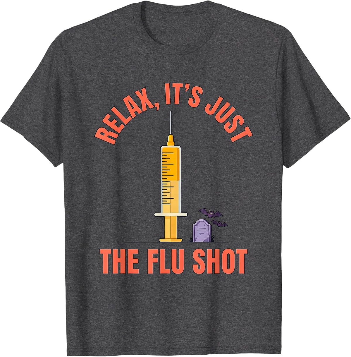 Men's Relax It's Just The Flu Shot Funny Halloween Nurse Ghost T-Shirt - Dark Heather Grey