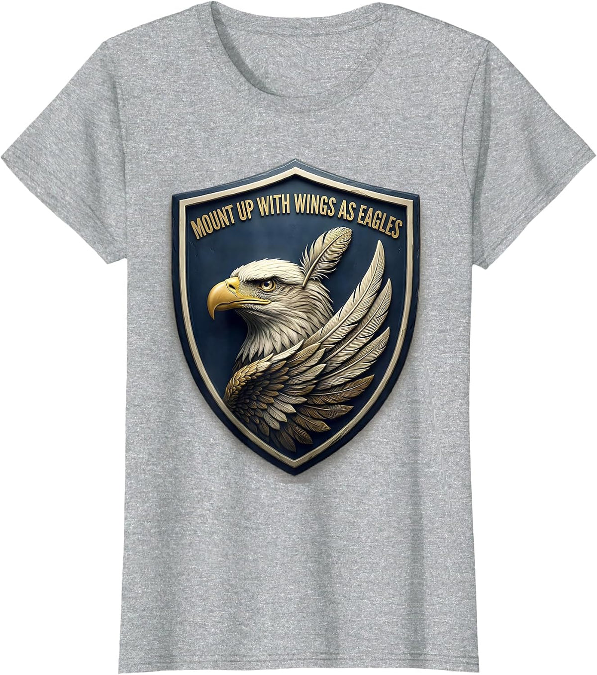 Women's Mount Up With Wings As Eagles Eagle Emblem Faith Gift T-Shirt - Heather Grey