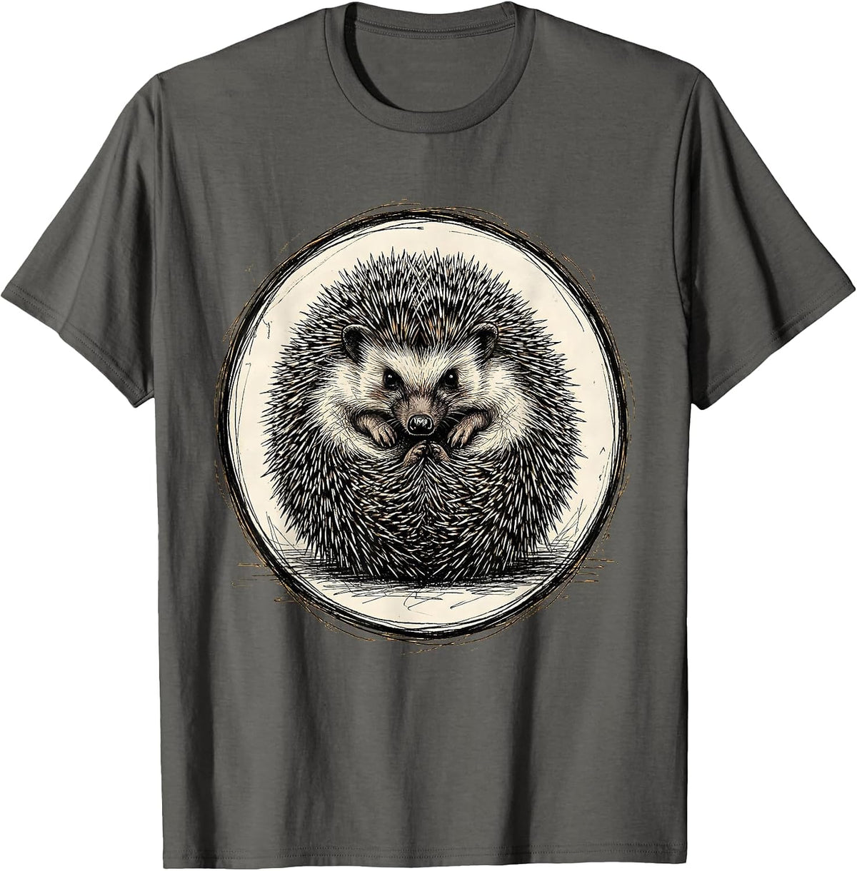 Men's Defensive Hedgehog Curled Spike Ball Graphic T-Shirt - Asphalt Grey