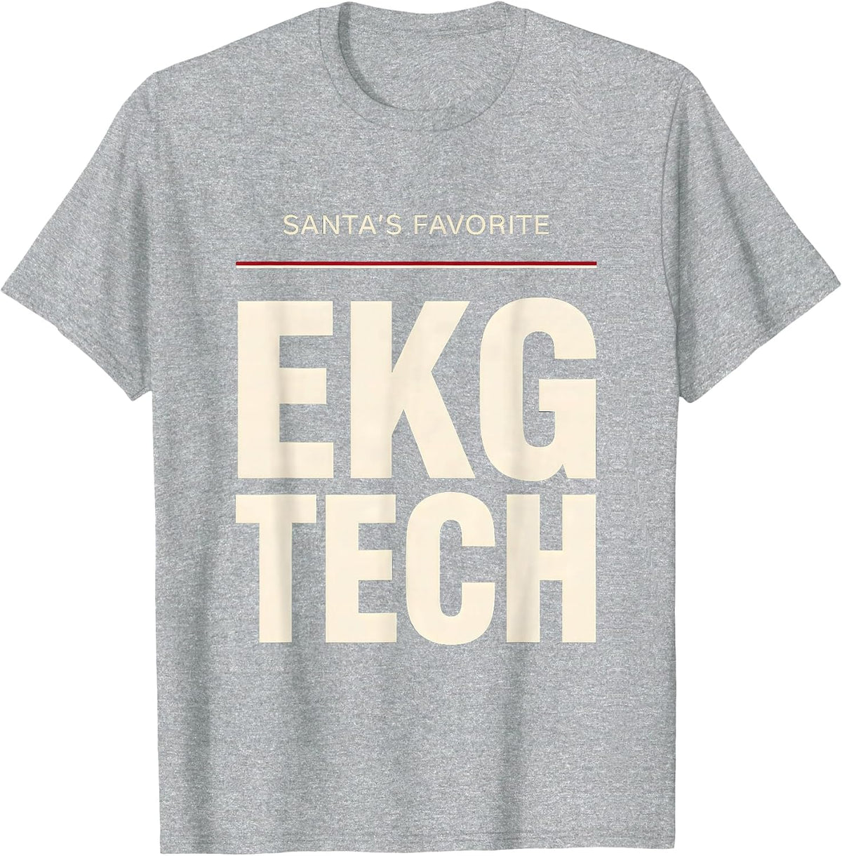 Men's Santa's Favorite EKG Tech Funny Medical Tech Christmas T-Shirt - Heather Grey