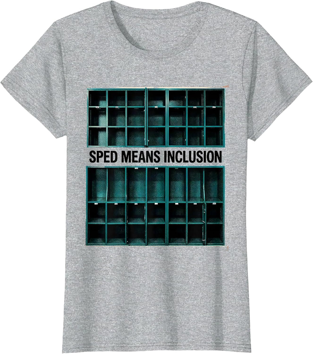 Women's SPED Means Inclusion Risograph Special Education Teacher T-Shirt - Heather Grey