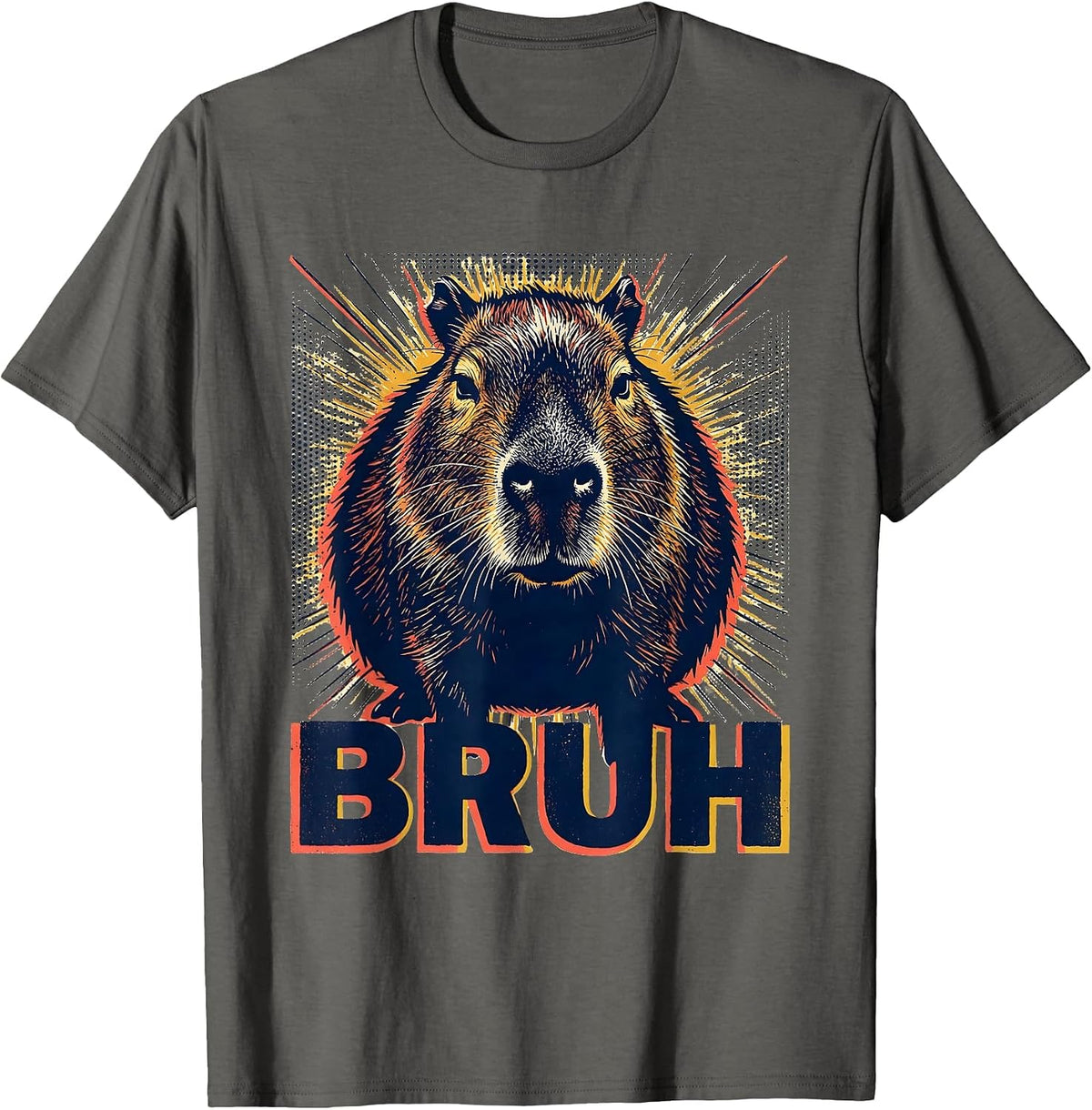 Bruh Funny Capybara Meme Animal Lover Humor T-Shirt - Asphalt Grey