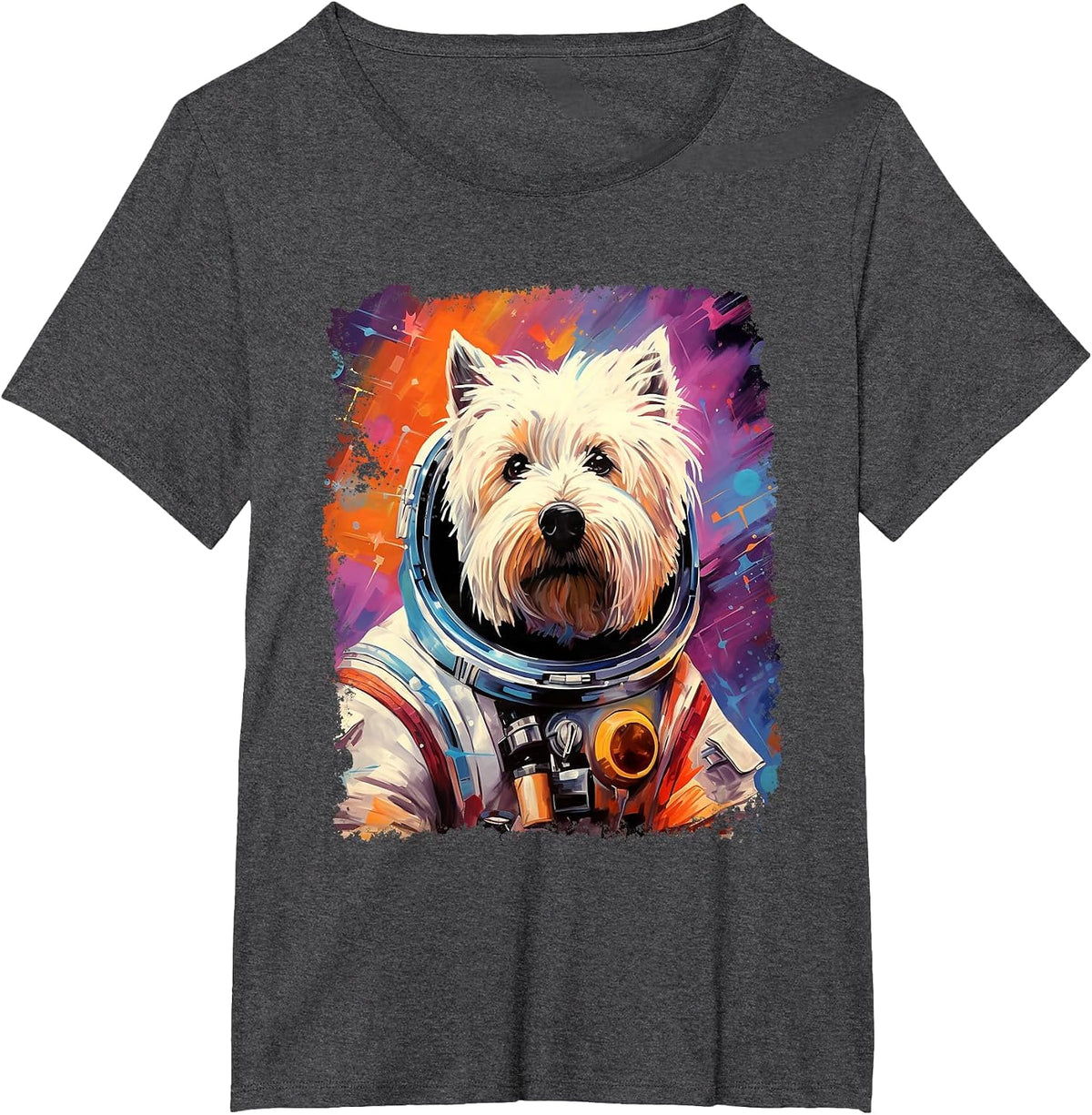 Westie Dog West Highland White Terrier Space T-Shirt - Dark Heather Grey