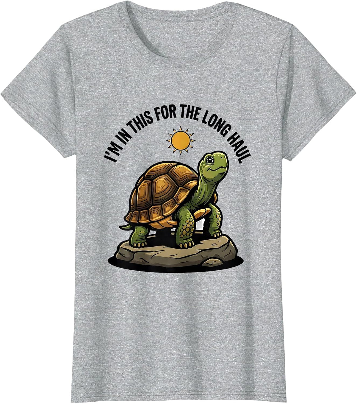 I'm In This For The Long Haul Funny Tortoise Lover Pet Owner T-Shirt - Heather Grey