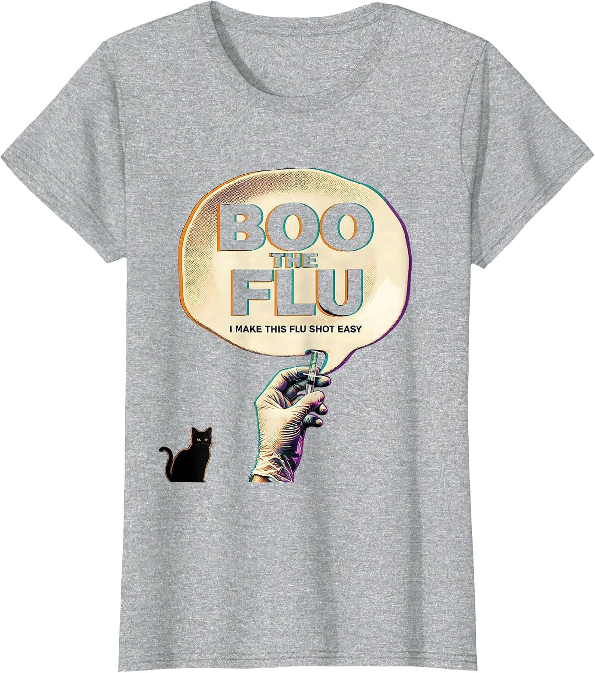 Boo the Flu I Make This Flu Shot Easy Funny Nurse Halloween T-Shirt - Heather Grey
