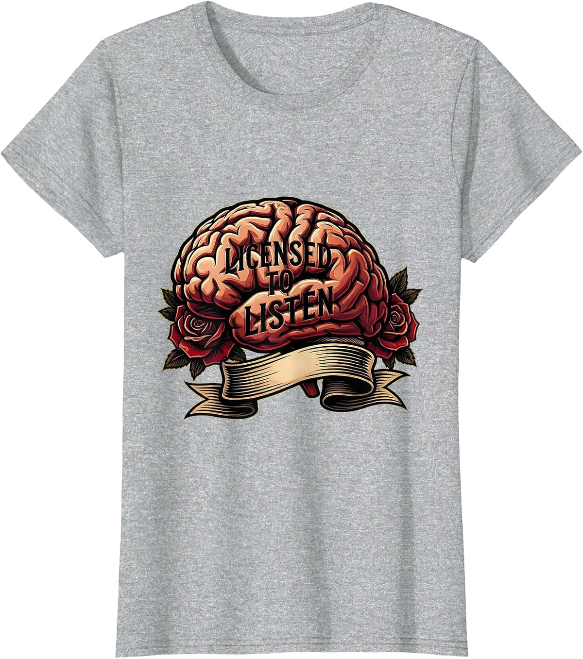 Licensed to Listen School Psychologist Design T-Shirt - Heather Grey
