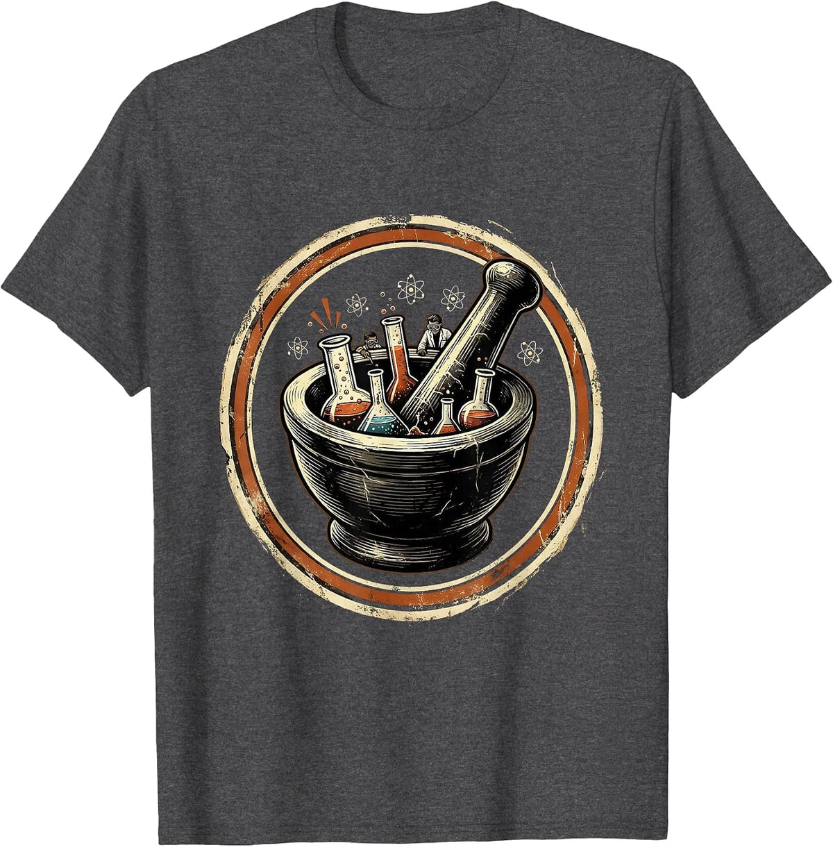 Men's Mortar and Pestle Tiny Scientists Illustration T-Shirt - Dark Heather Grey