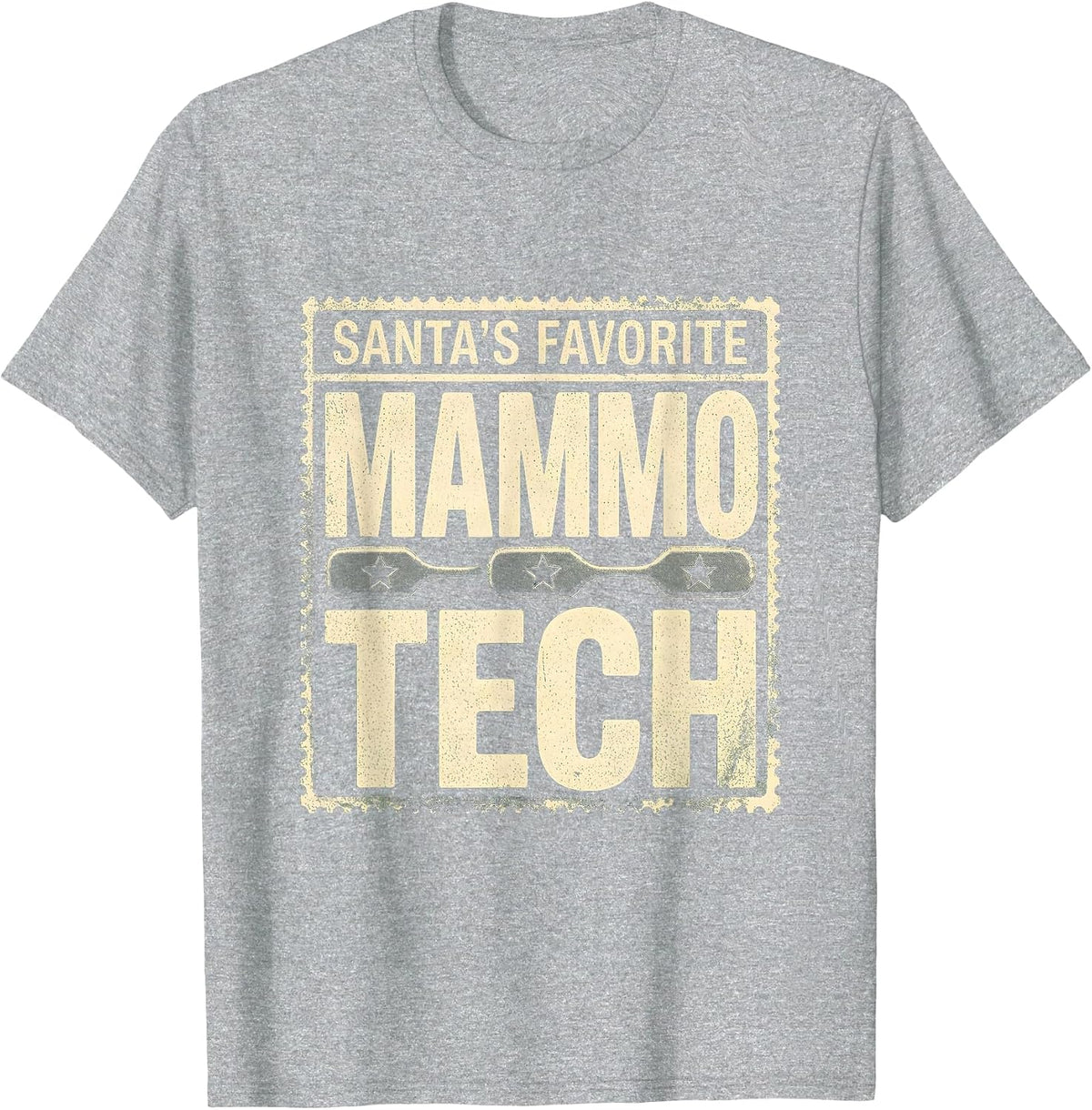 Men's Santa's Favorite Mammography Tech Funny Medical Tech T-Shirt - Heather Grey