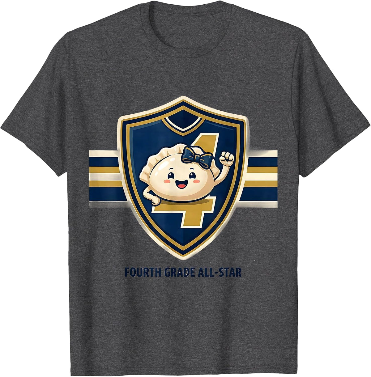 Men's Fourth Grade All-Star Cute Dumpling Back to School Girl T-Shirt - Dark Heather Grey