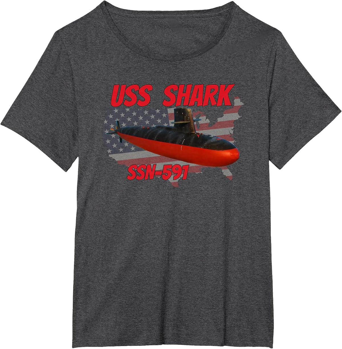 USS Shark SSN-591 Submarine Veterans Day Father Grandpa Dad T-Shirt - Dark Heather Grey