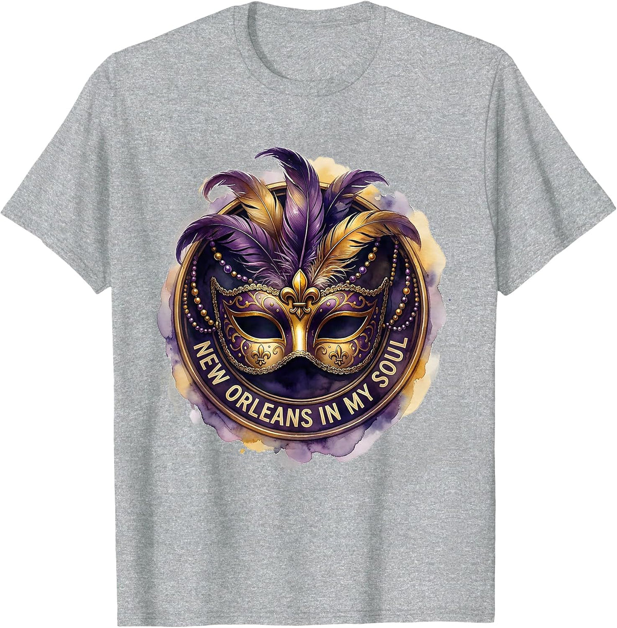 Men's New Orleans In My Soul Mardi Gras Design T-Shirt - Heather Grey