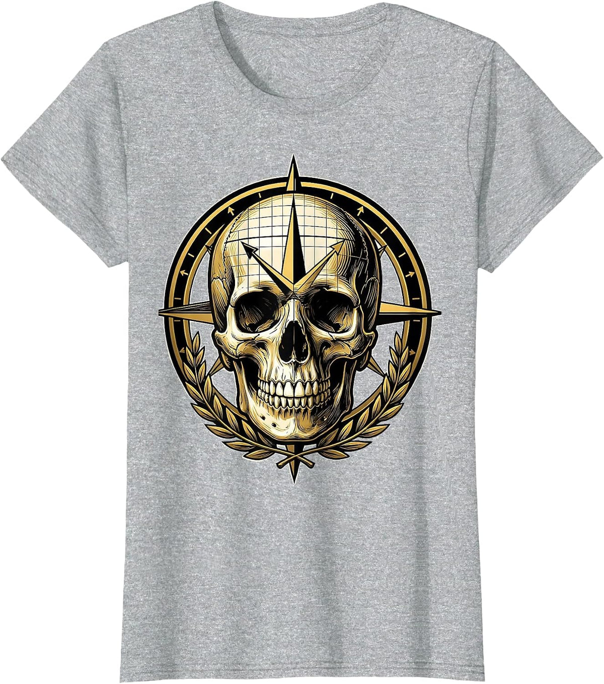 Math Teacher Skull Graph Grid Illustration T-Shirt - Heather Grey