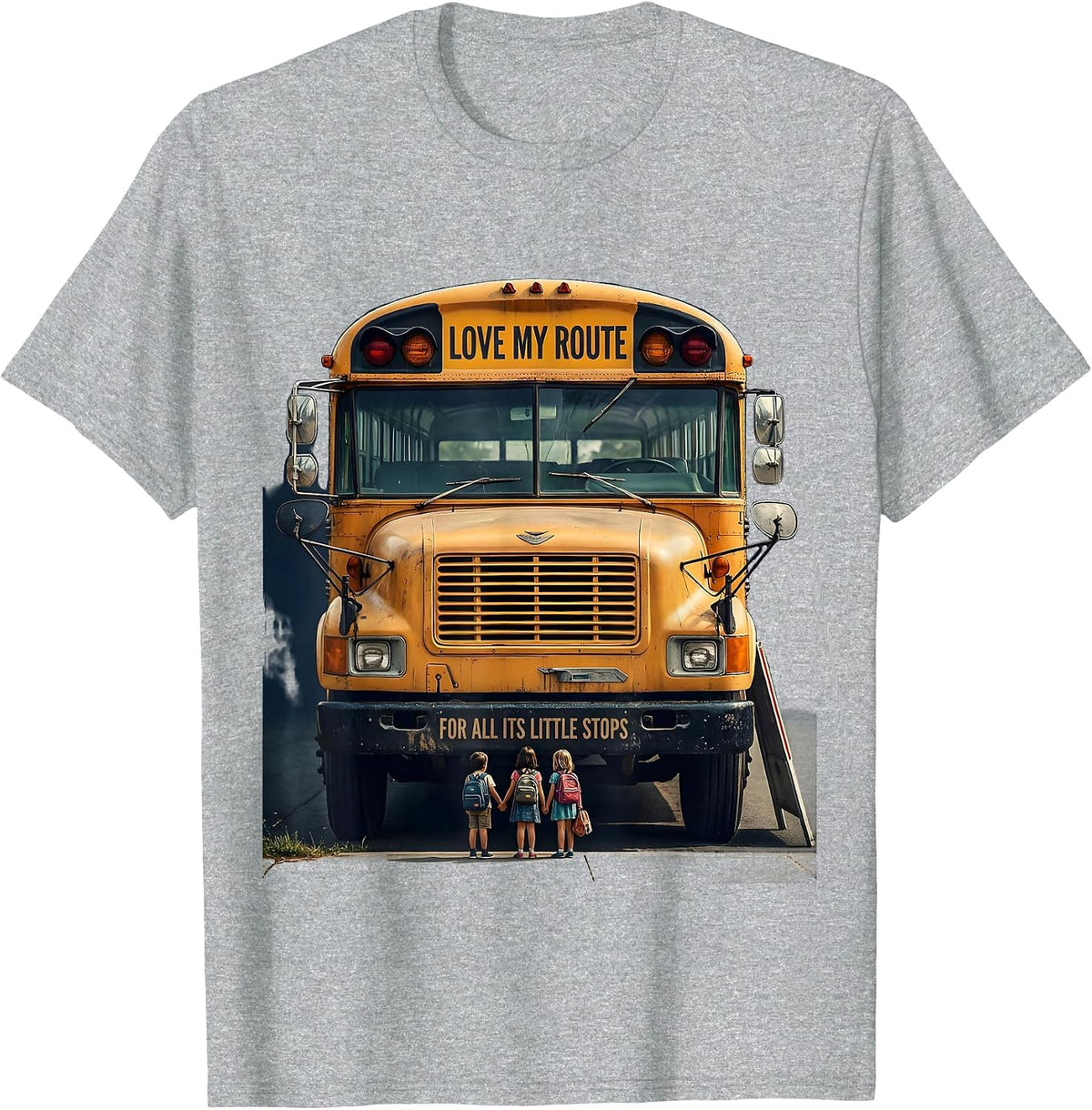 Men's Love My Route For All Its Little Stops Vintage School Bus T-Shirt - Heather Grey