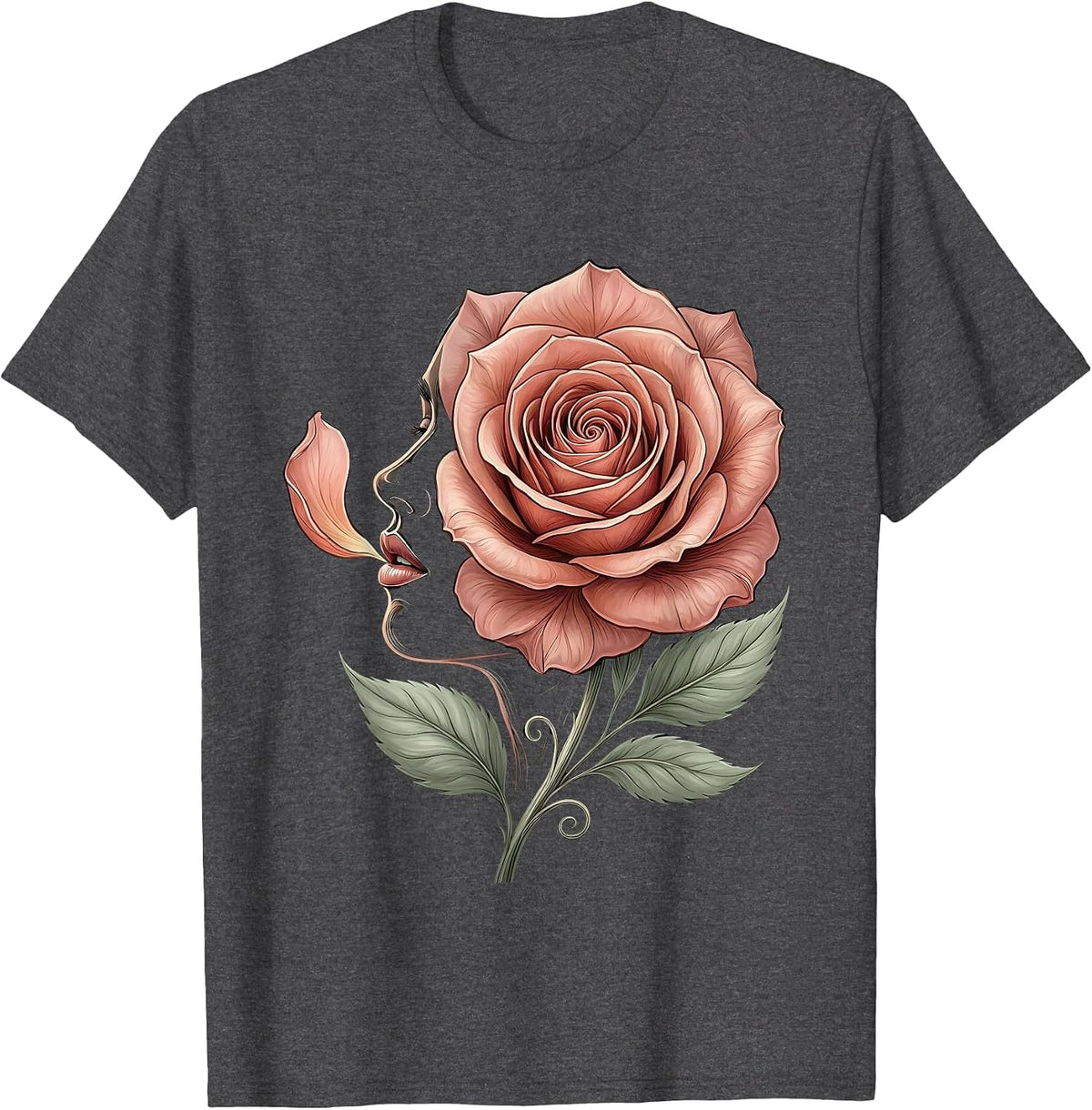Speech Therapist Whispering Rose Graphic Design T-Shirt - Dark Heather Grey