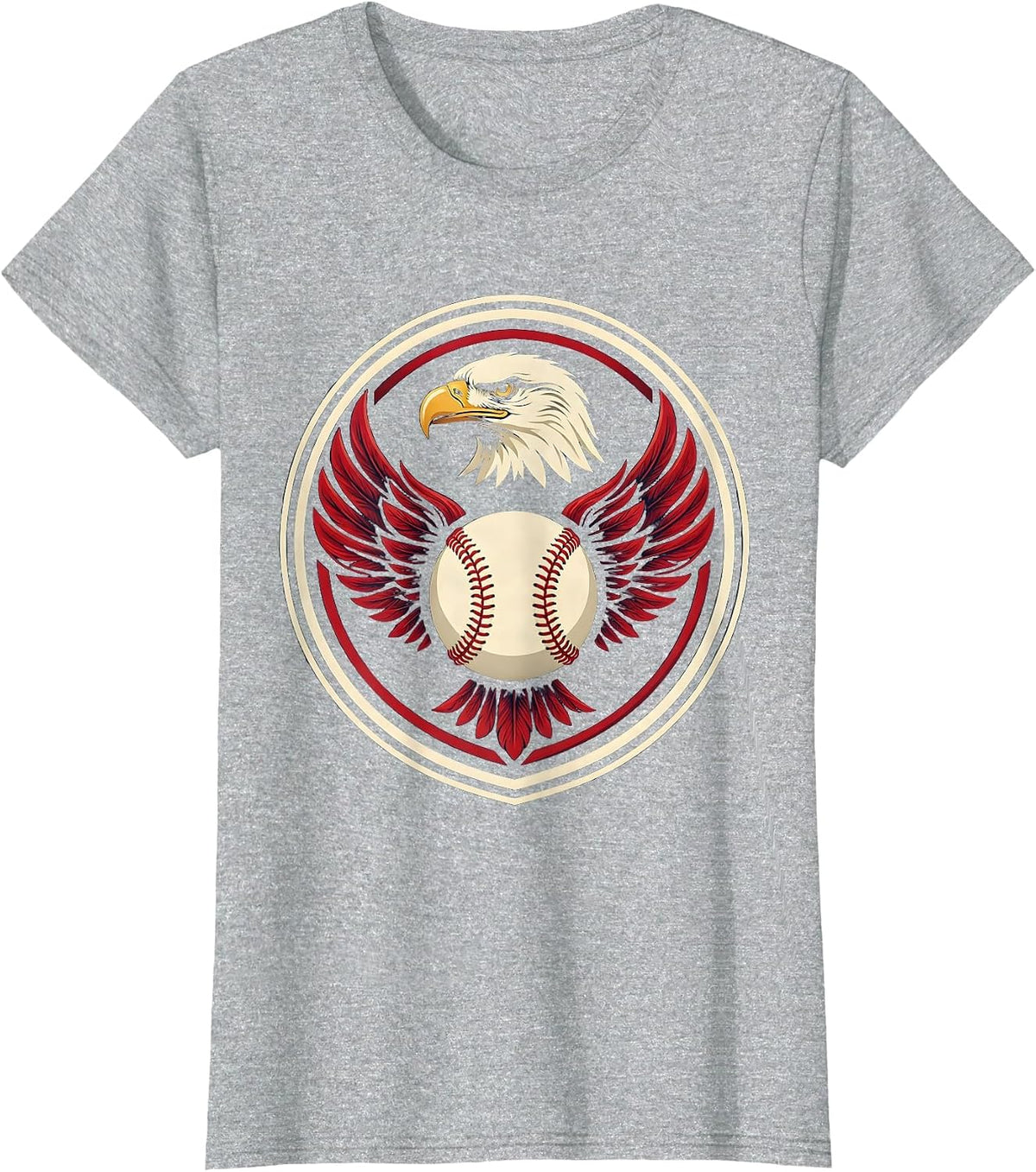 Baseball Stitching Unraveling Into Eagle Wings T-Shirt - Heather Grey