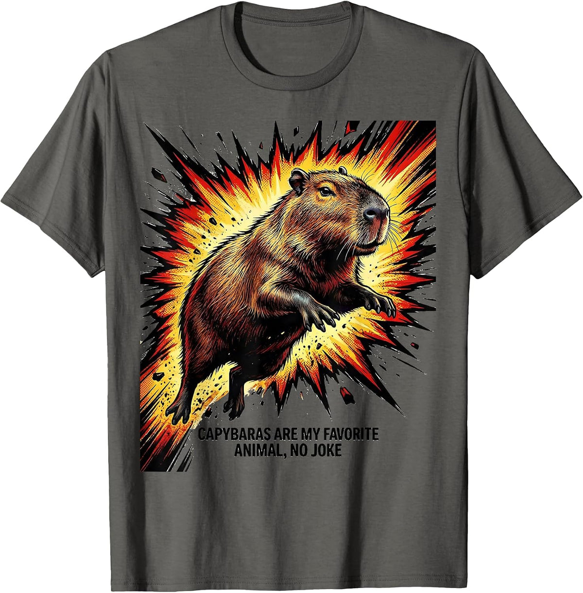 Capybaras Are My Favorite Animal, No Joke Funny T-Shirt - Asphalt Grey
