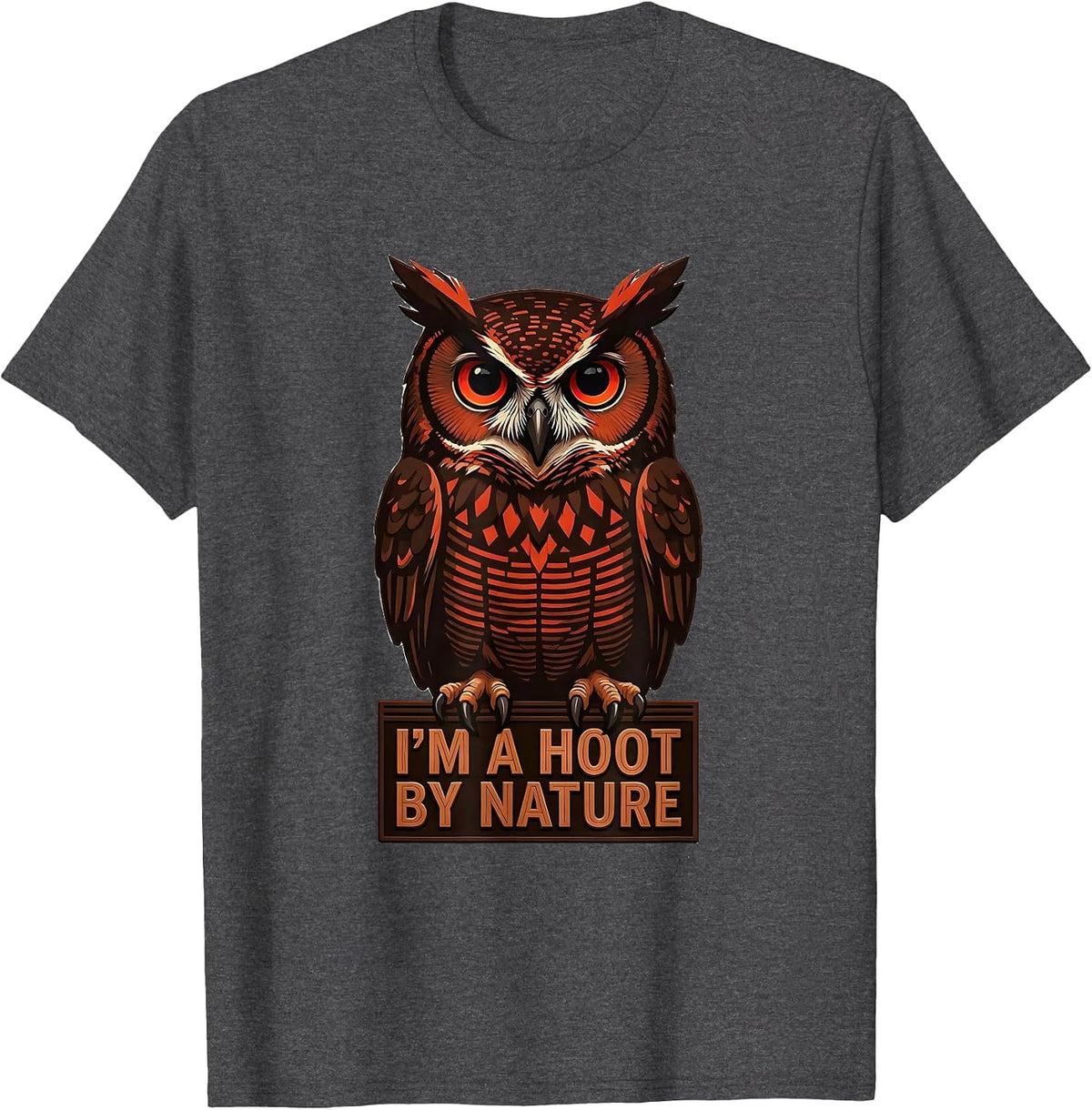 Men's I'm A Hoot By Nature Funny Owl Lover Bird Lover Vintage T-Shirt - Dark Heather Grey