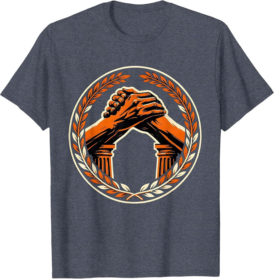 Unity Day Orange Anti-Bullying Hands Bridge Design T-Shirt - Heather Blue