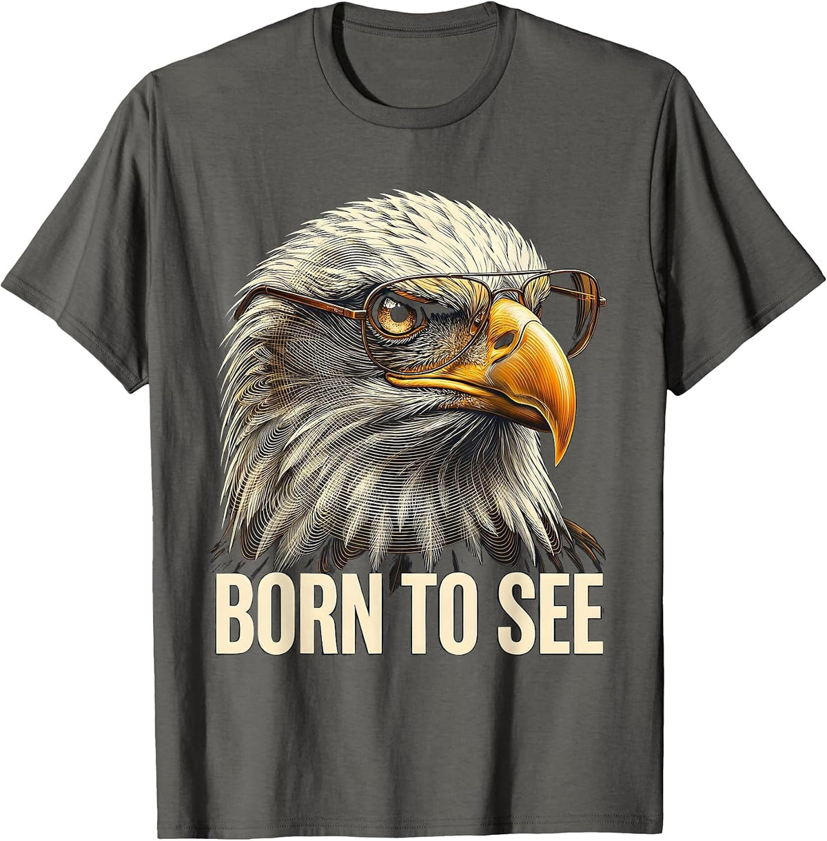 Men's Born To See Eagle Pride Kids Wildlife Lover T-Shirt - Asphalt Grey