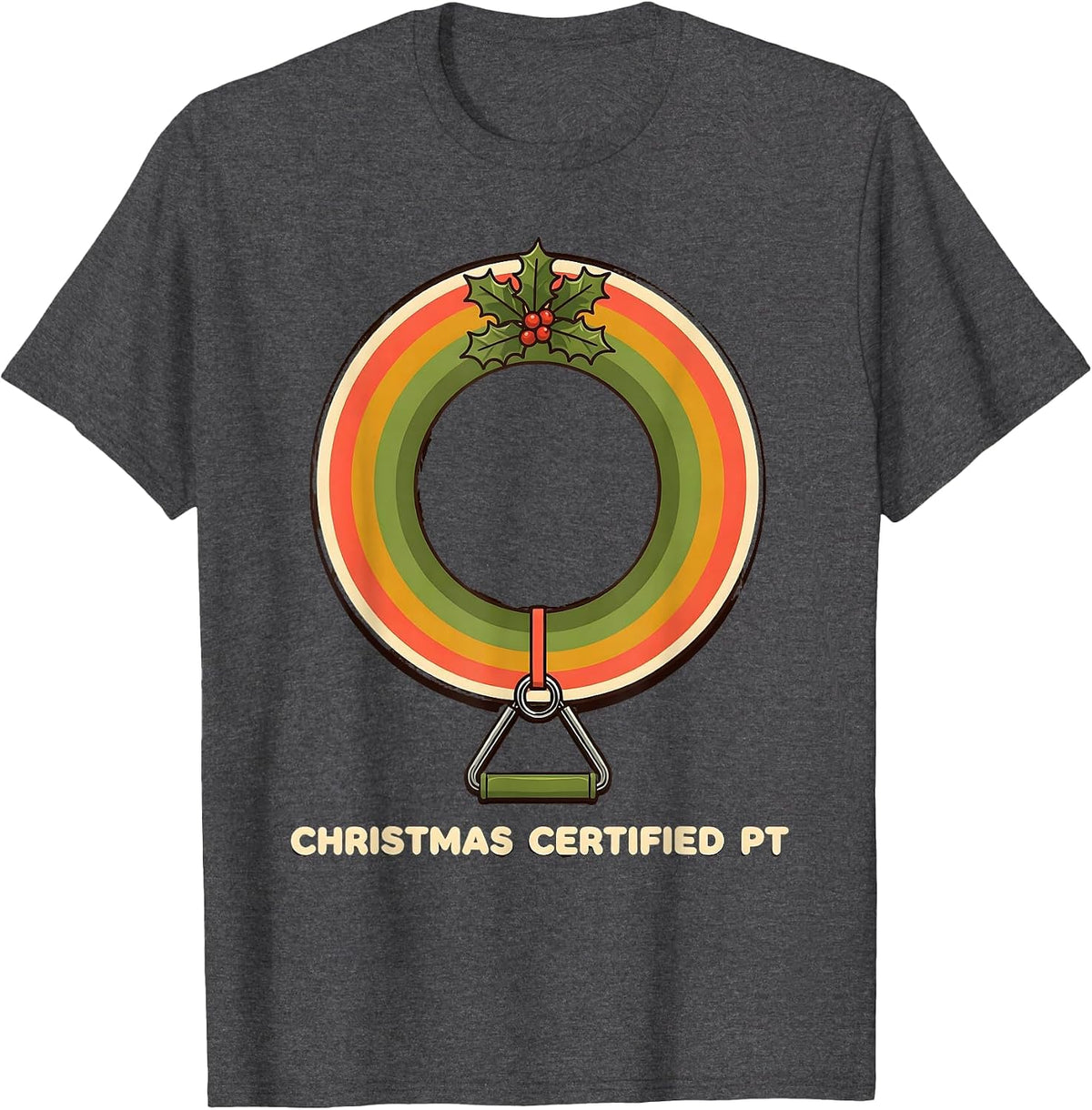 Men's Christmas Certified PT Retro Funny Physical Therapist T-Shirt - Dark Heather Grey