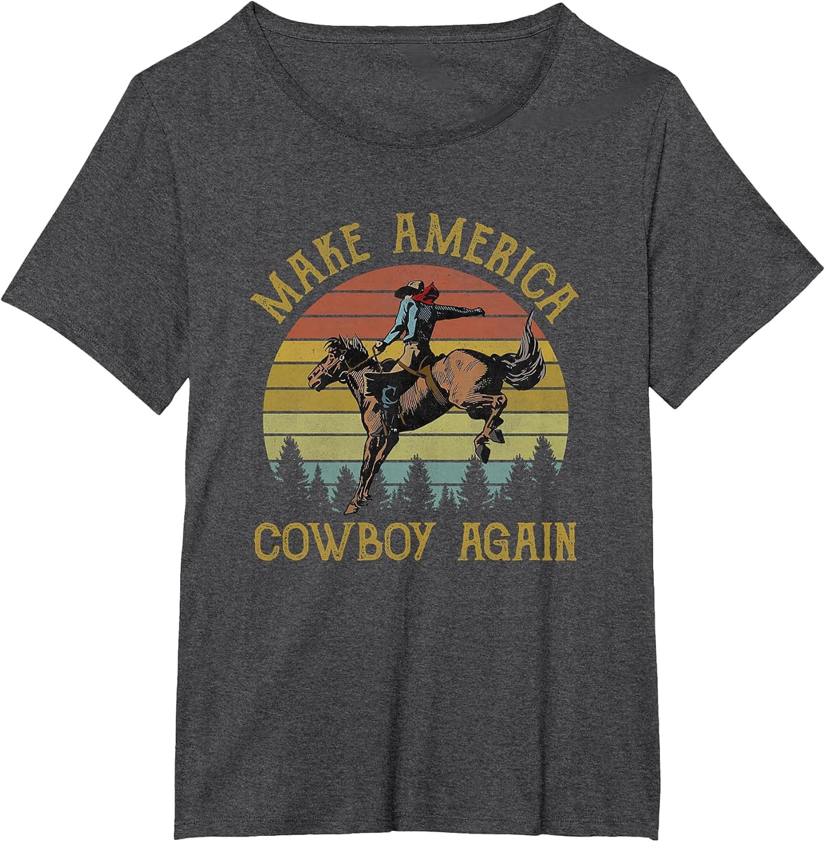 Makes America Back to a Cowboy Riding Horse Western Country T-Shirt - Dark Heather Grey