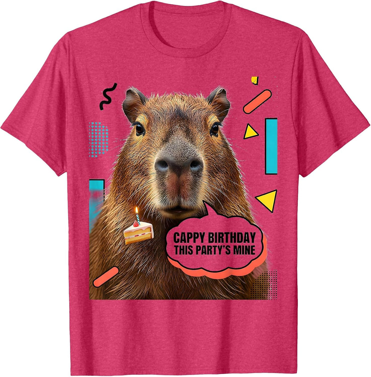 Men's Cappy Birthday This Party’s Mine Kawaii Capybara Kids Party T-Shirt - Red Heather