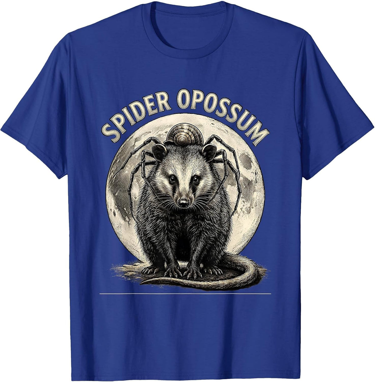 Men's Spider Opossum Vintage Gothic Halloween Moon Novelty T-Shirt - Royal Blue